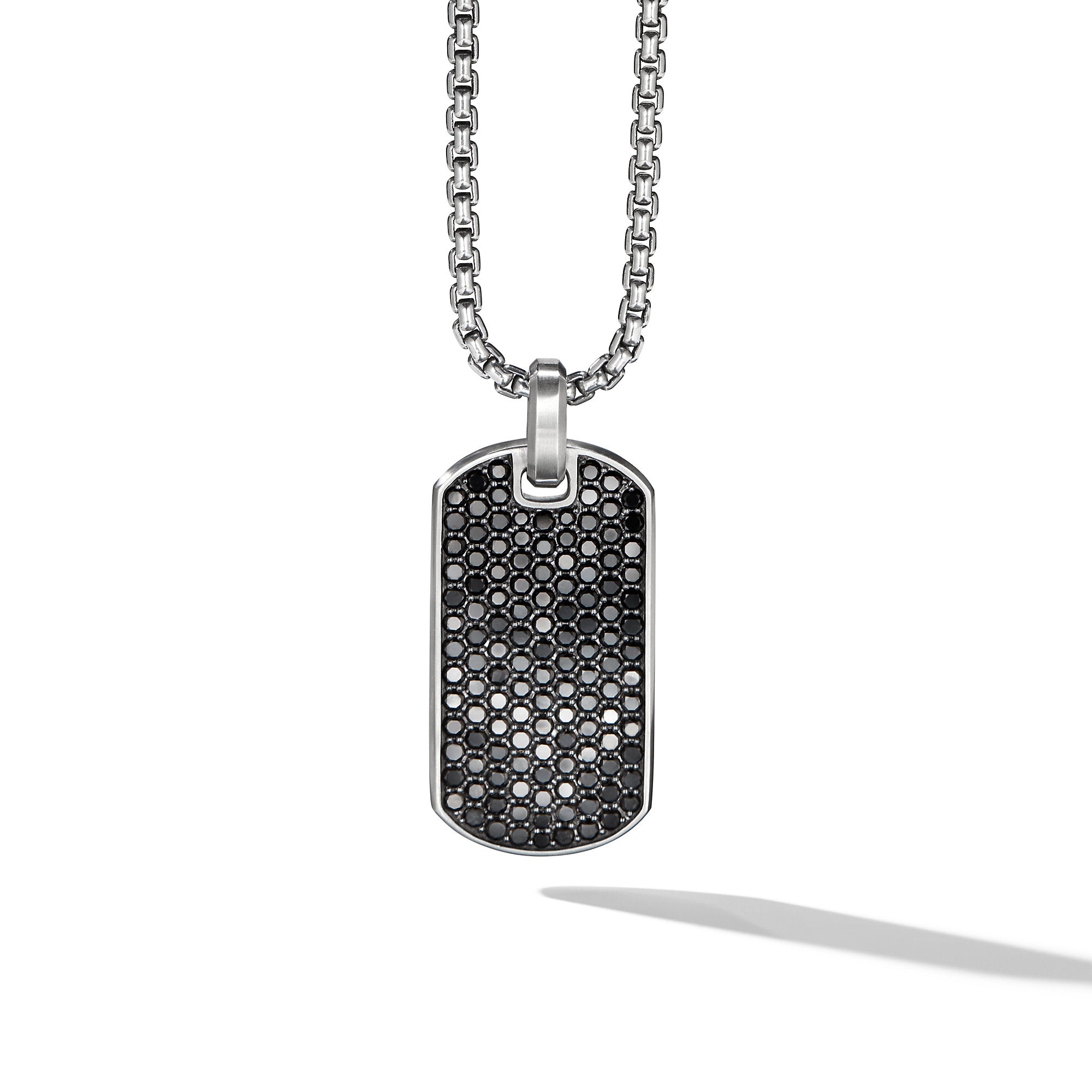 Chevron Tag In Sterling Silver With Black Diamonds 35mm