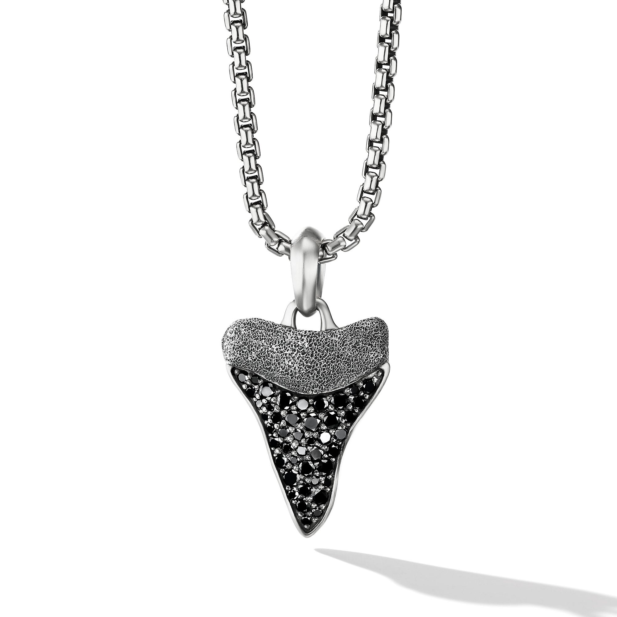 Shark Tooth Amulet In Sterling Silver, 27mm