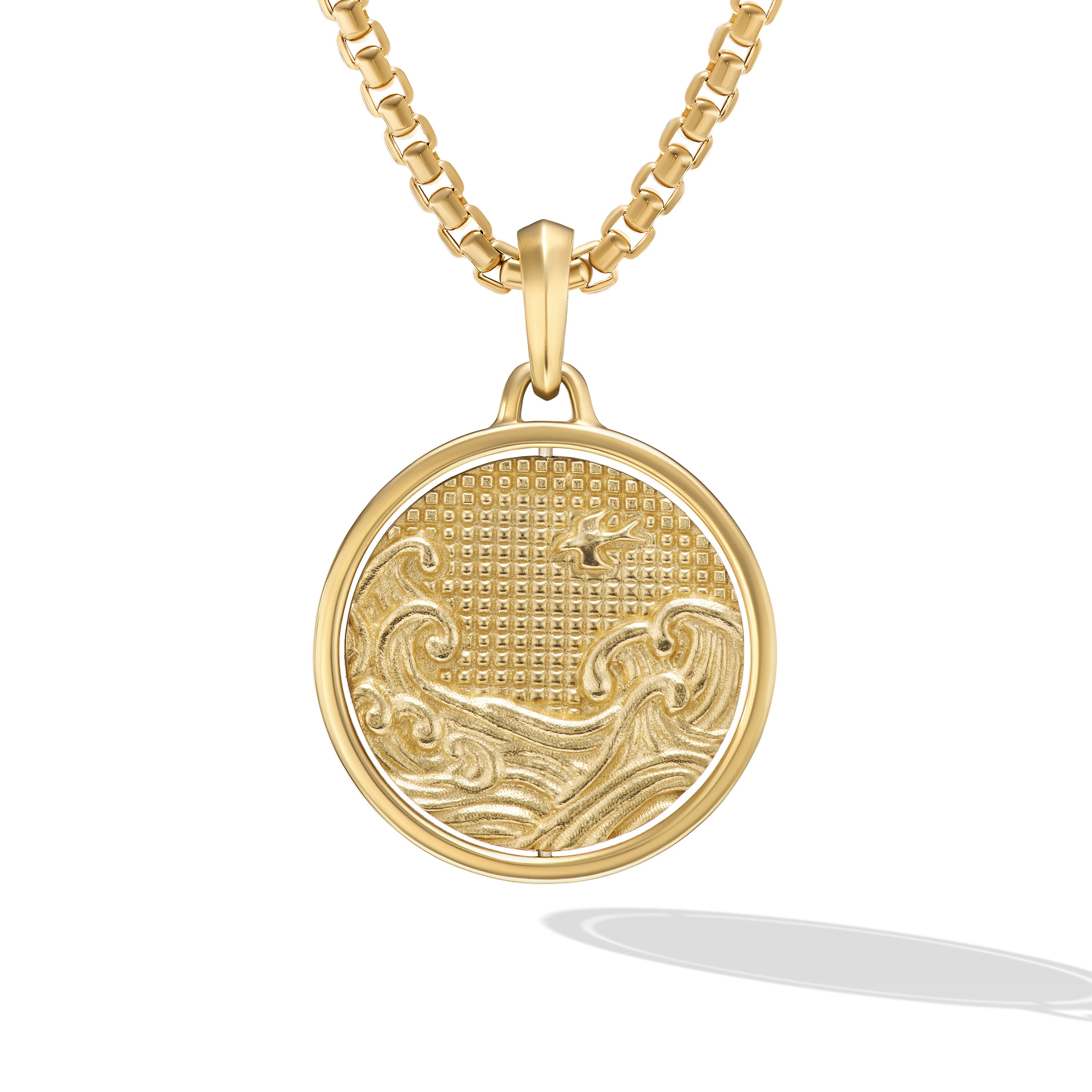 Water And Fire Duality Amulet In 18k Yellow Gold 30mm