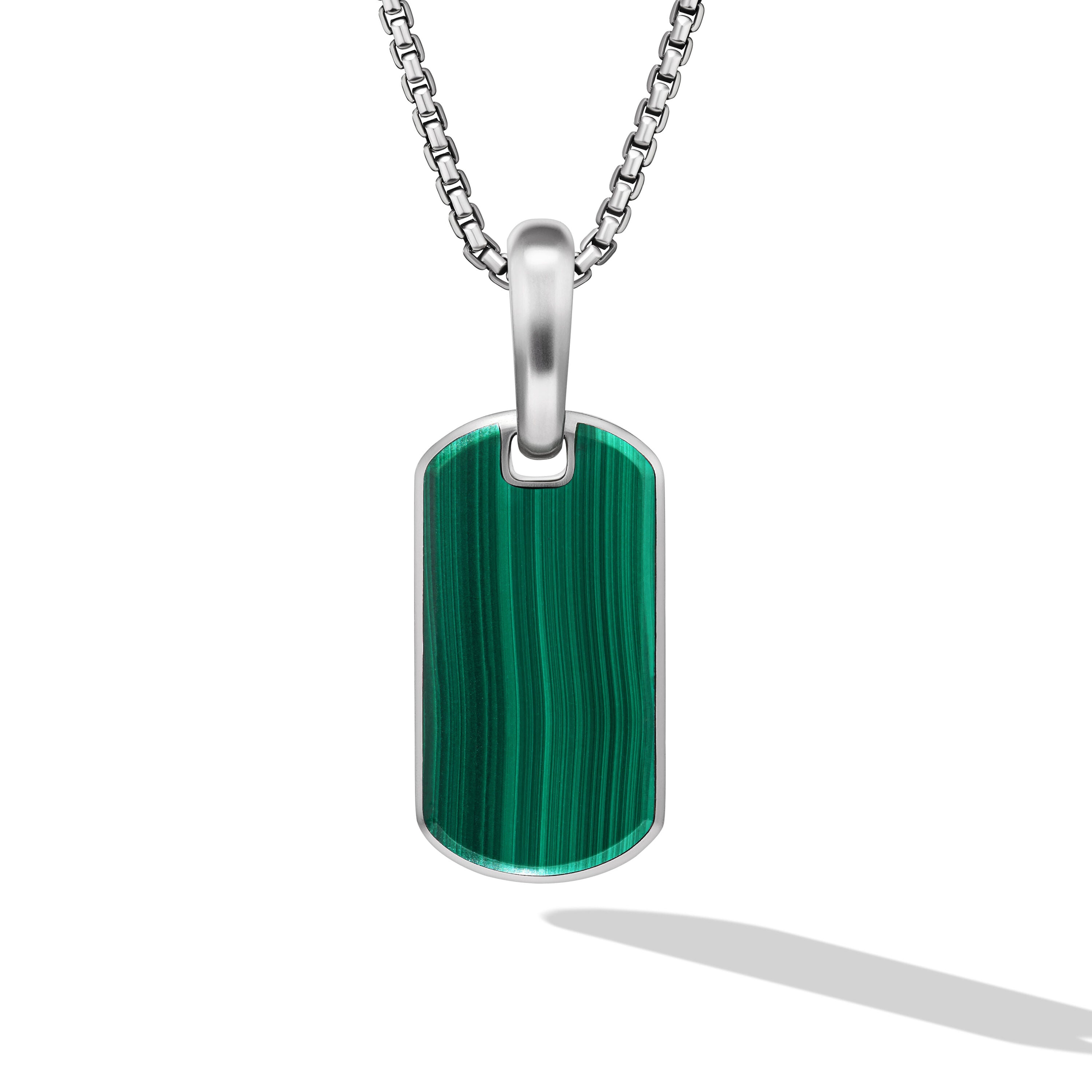 Chevron Tag In Sterling Silver With Malachite 21mm