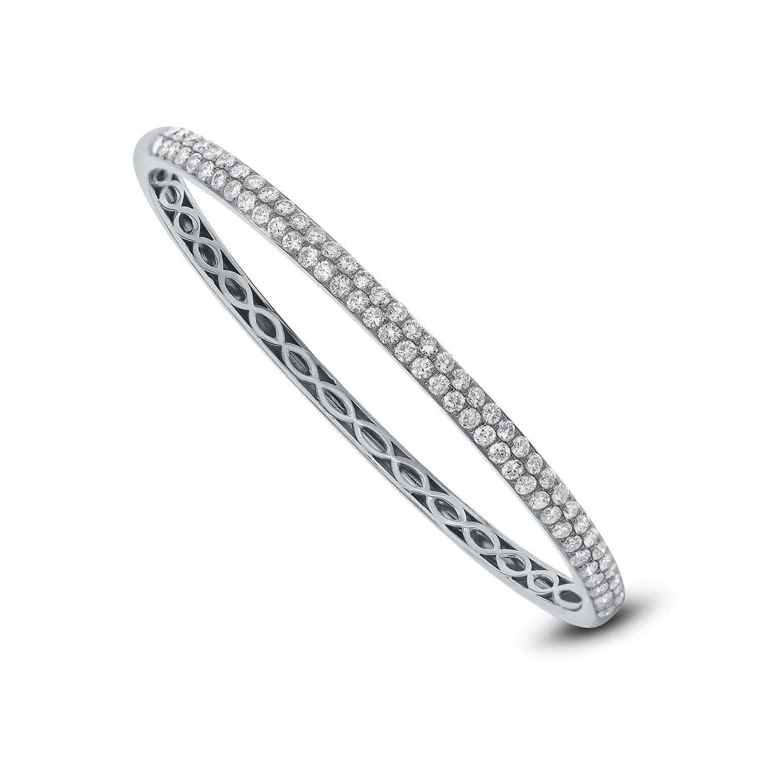 18k White Gold 2.30ctw Diamond Double Line Bangle