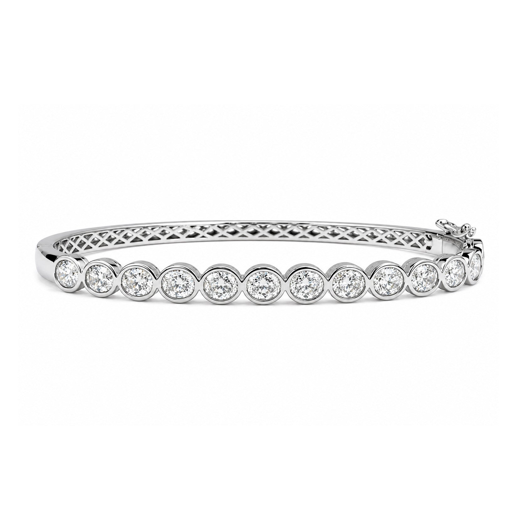 18k White Gold 3.75ctw Oval Diamond Bangle