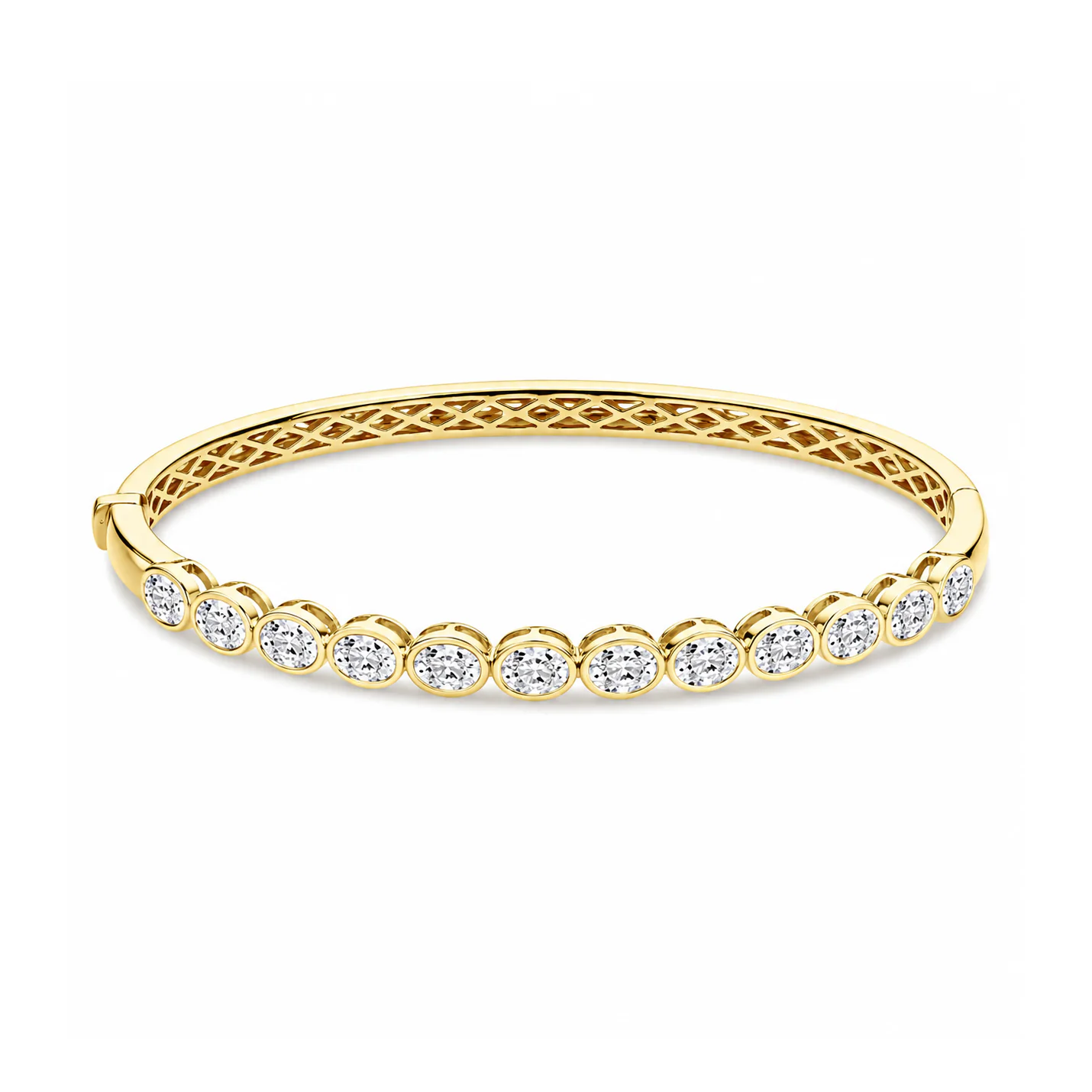 Bezel Set Oval Diamond Bangle, 2.50ctw