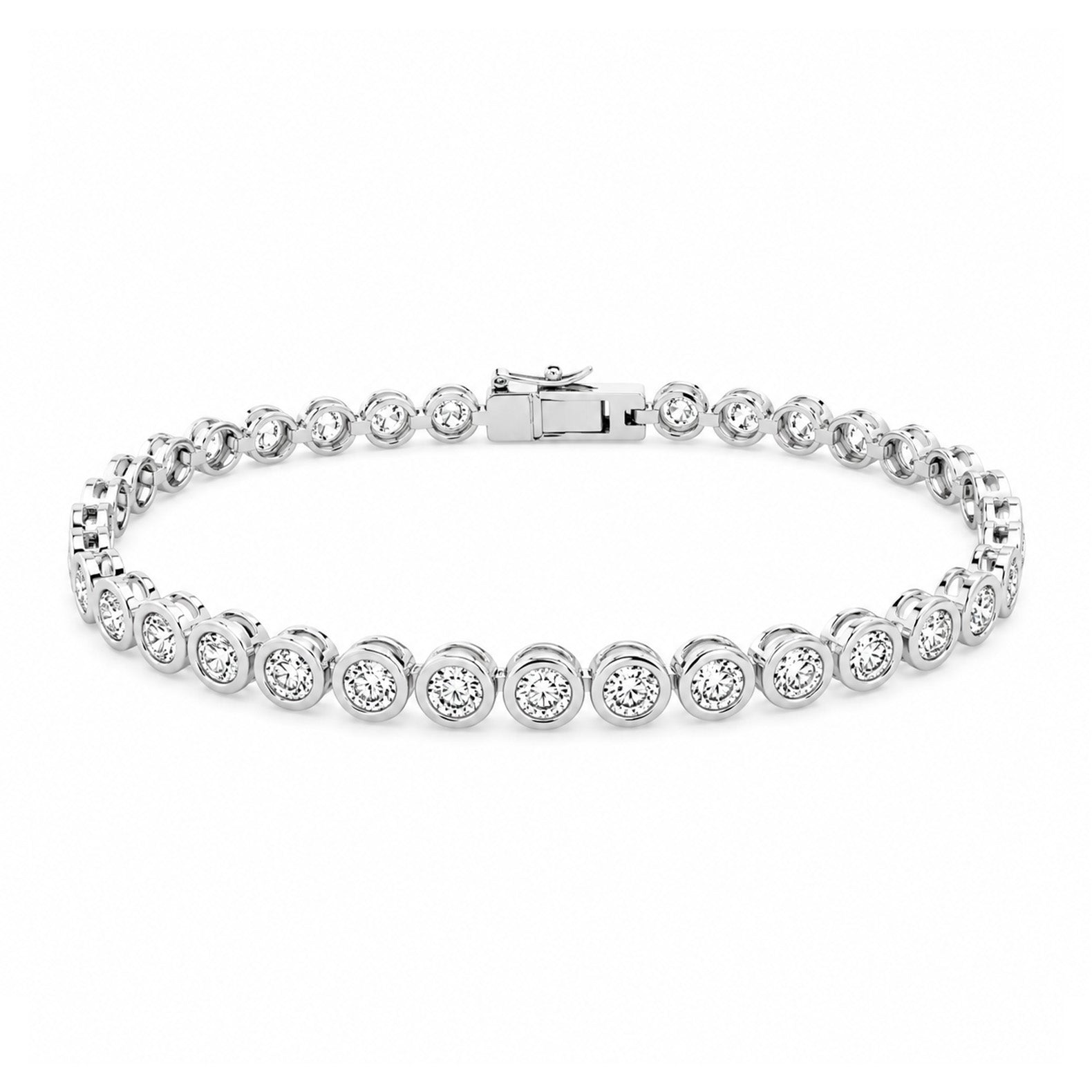 Brown &amp; Co. 18k White Gold 4ct Round Bezel-Set Diamond Bracelet