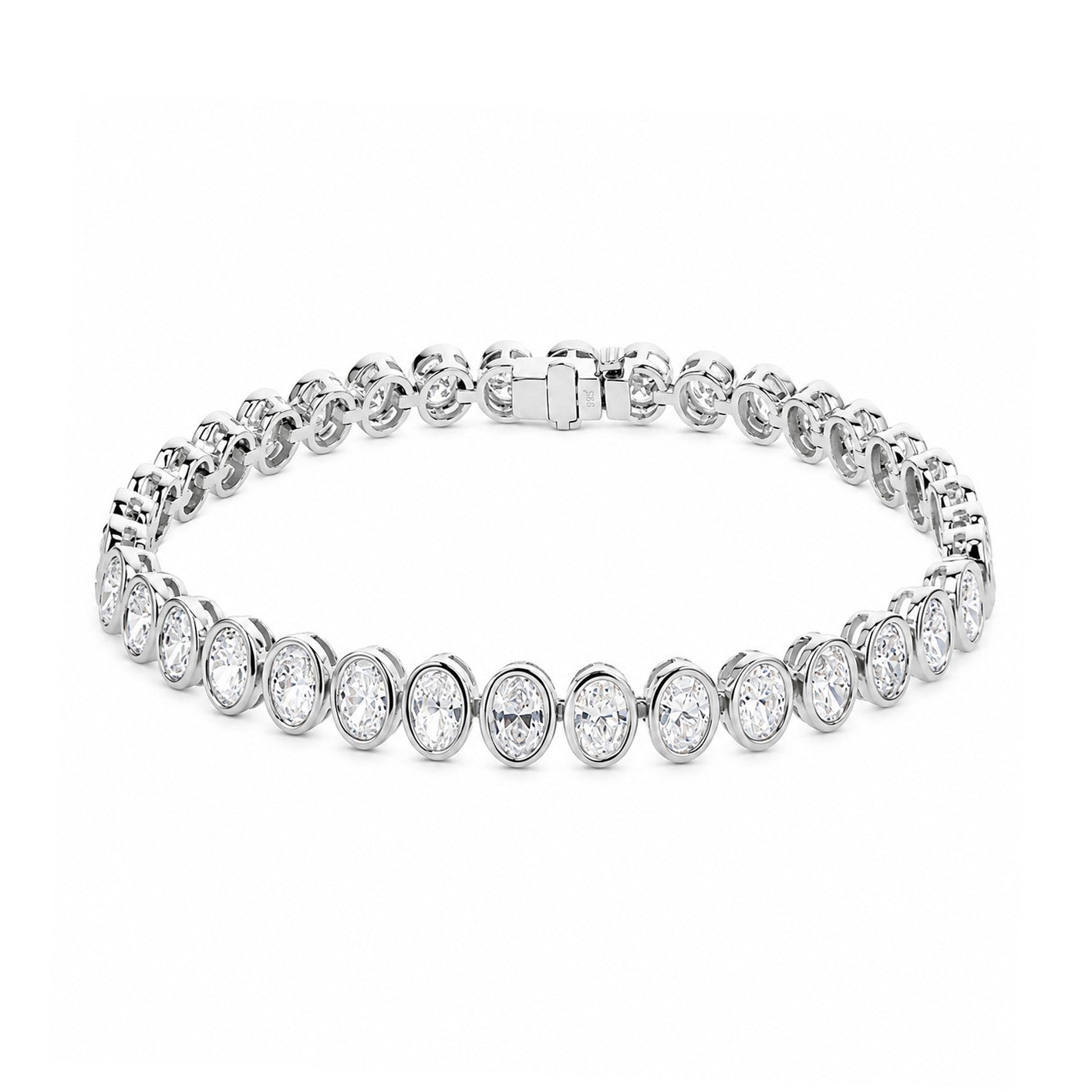 18k White Gold 9.50ct Bezel-set Oval Diamond Line Bracelet