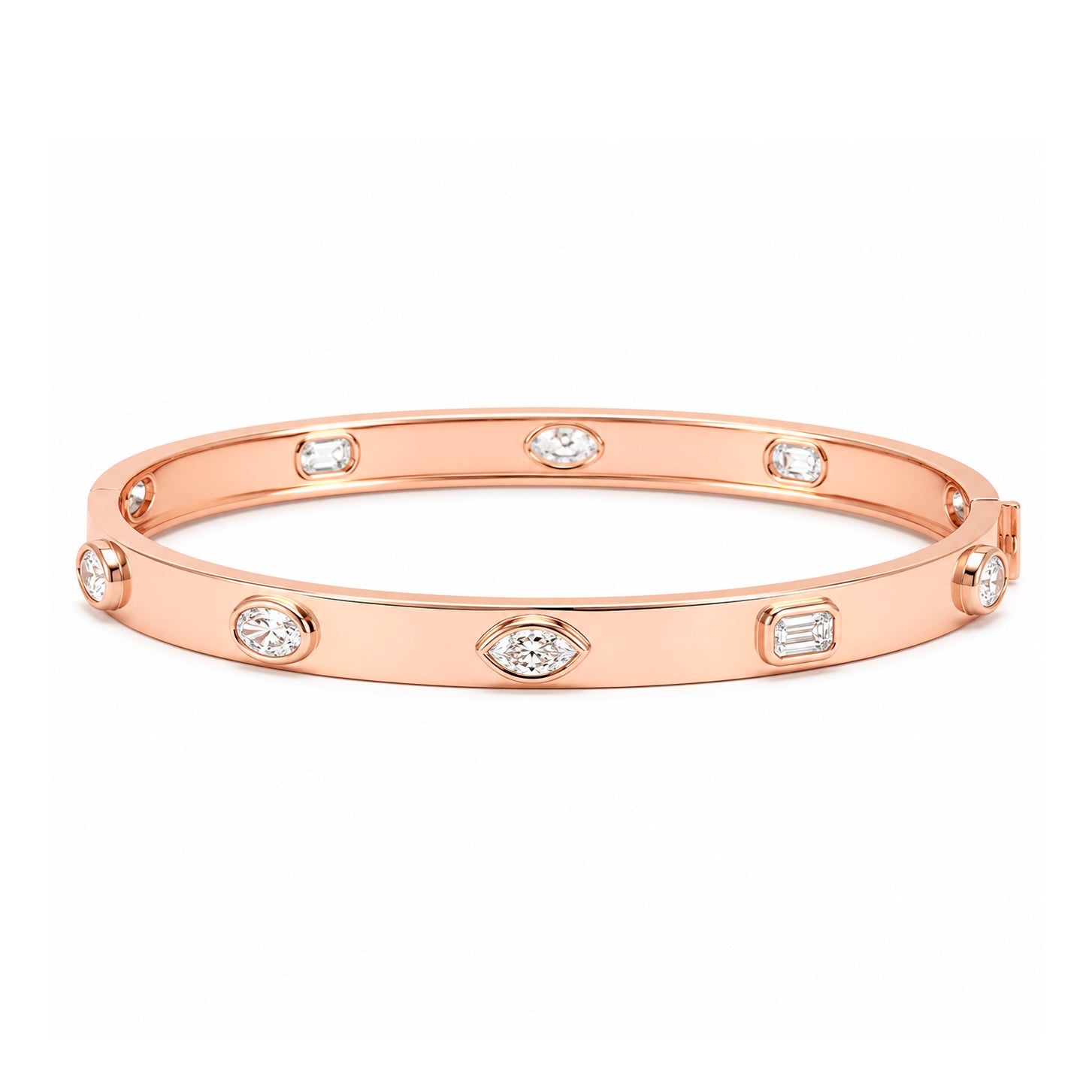 18k Rose Gold Mixed Shape Diamond Bangle