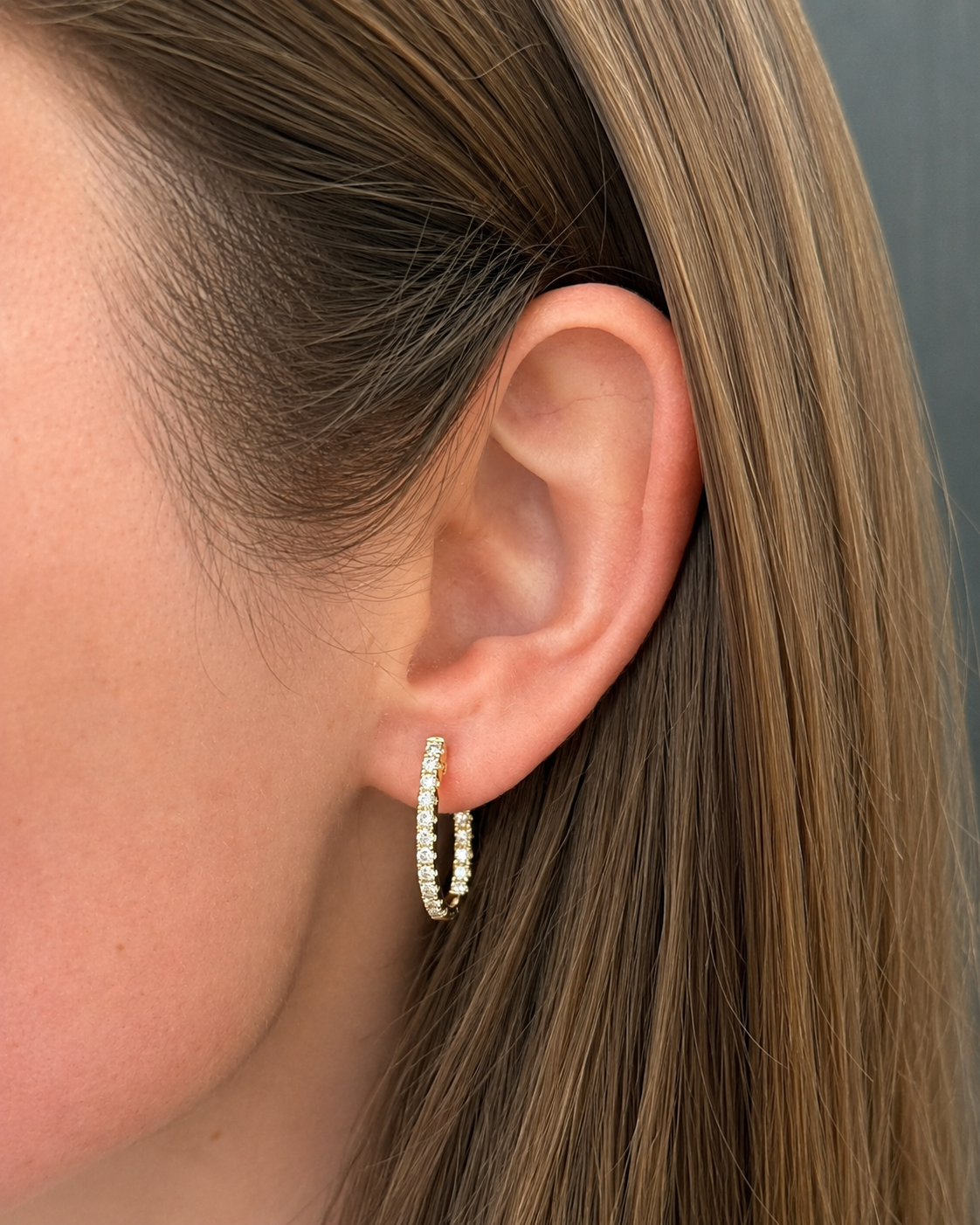 Brown &amp; Co. 18k Yellow Gold 1ct In &amp; Out Diamond Hoop Earrings