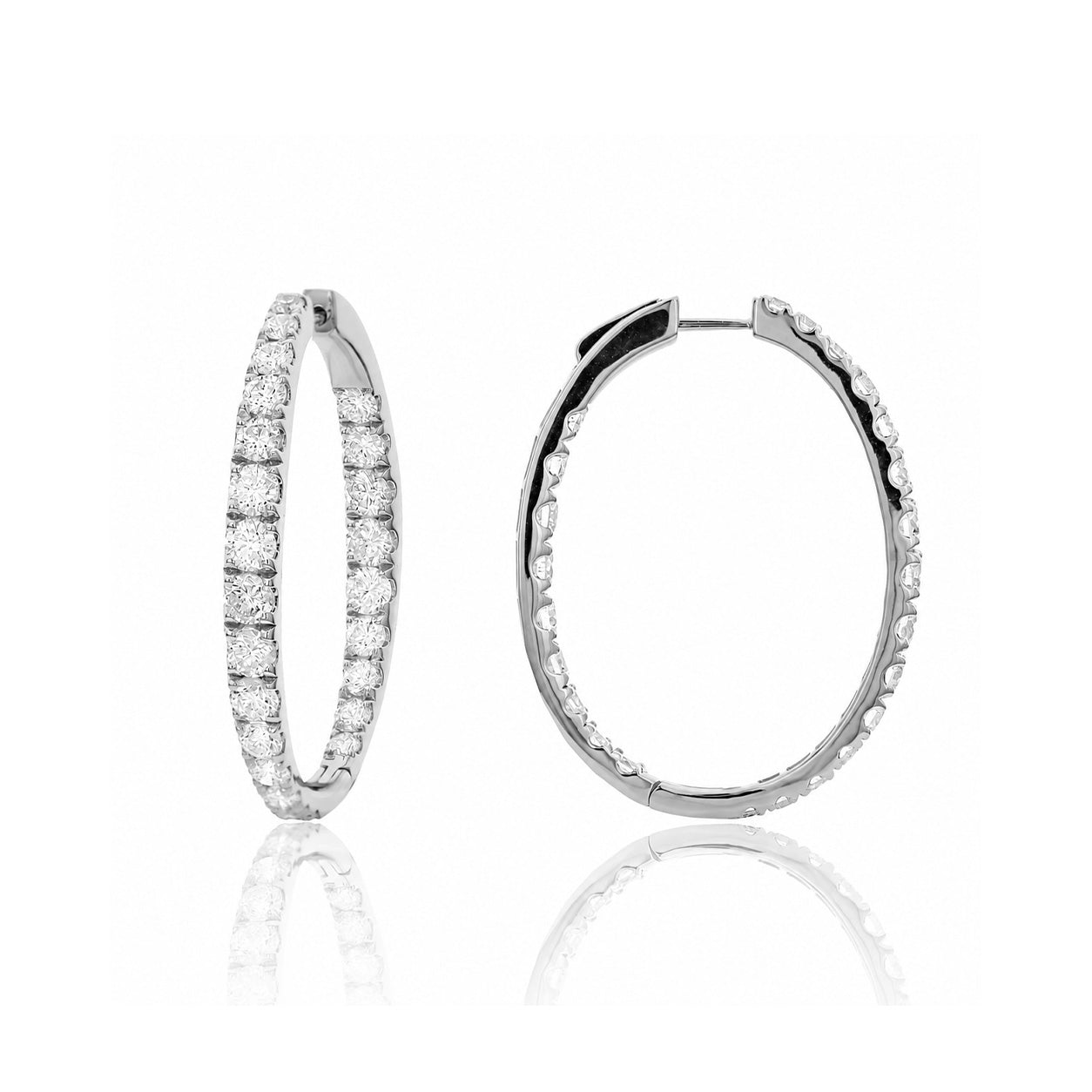 BROWN &amp; CO. 18K WHITE GOLD 5ct DIAMOND HOOP EARRINGS