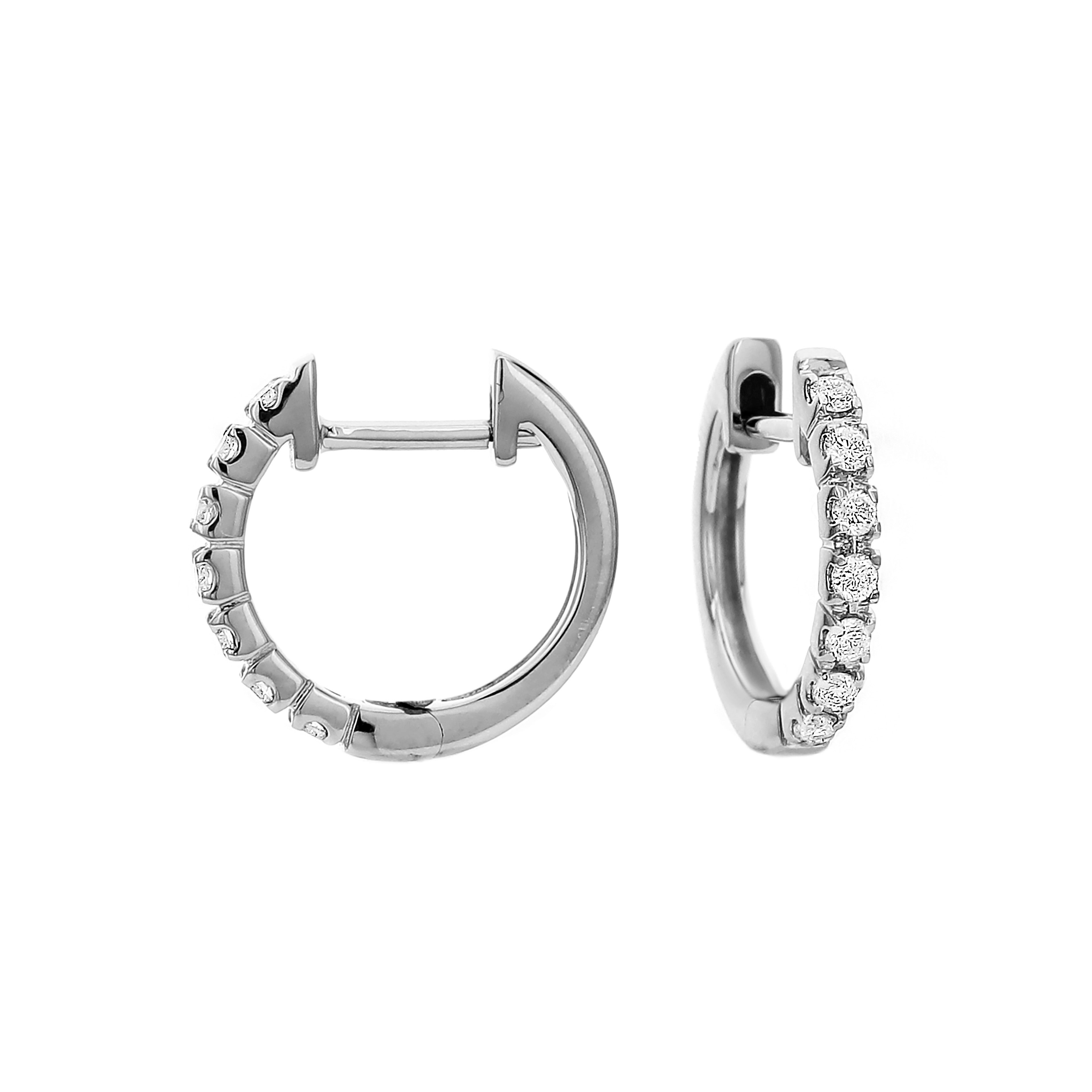 BROWN &amp; CO. 18K WHITE GOLD DIAMOND HOOP EARRINGS
