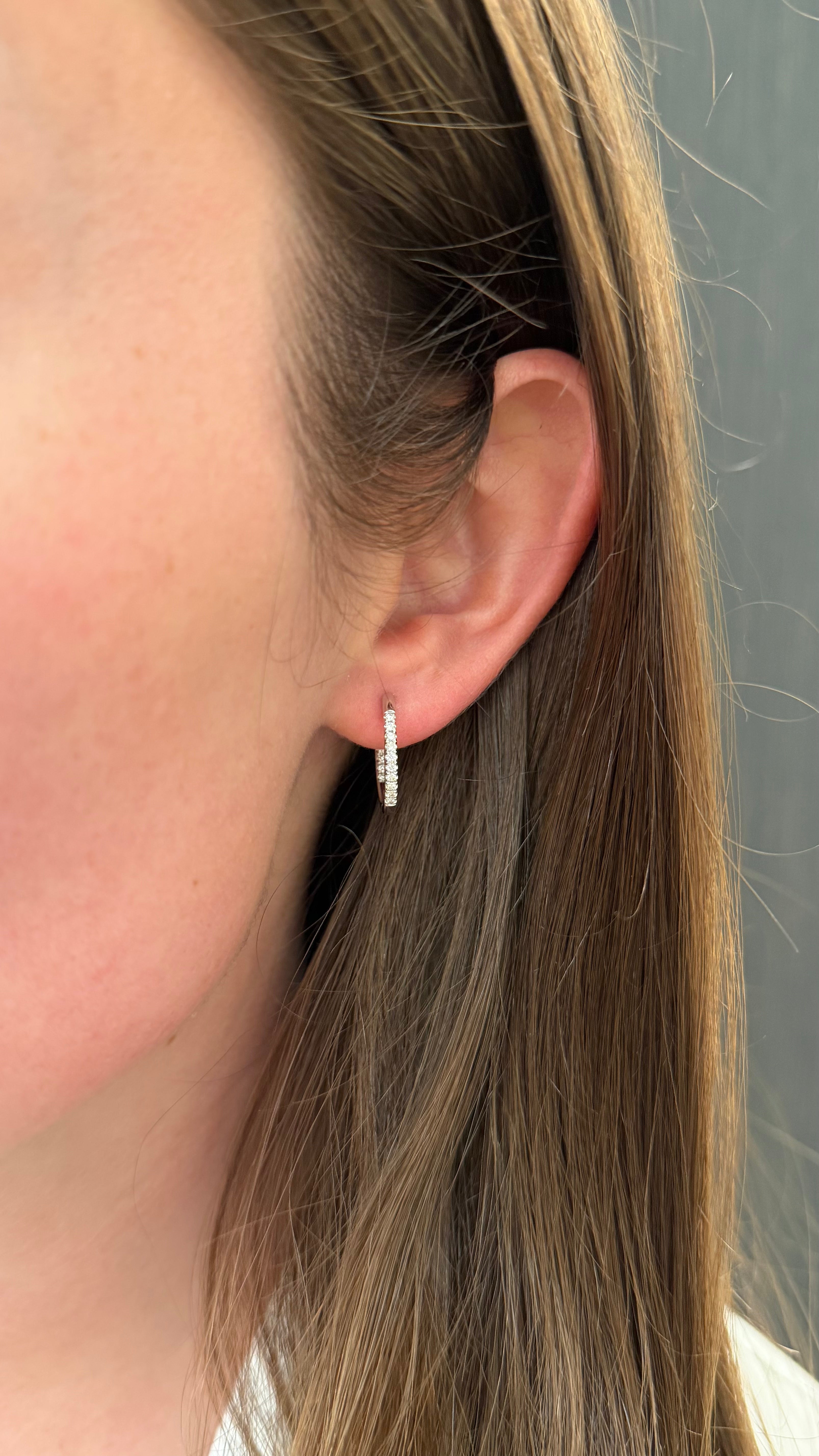 Brown &amp; Co. 18k White Gold Diamond Hoop Earrings