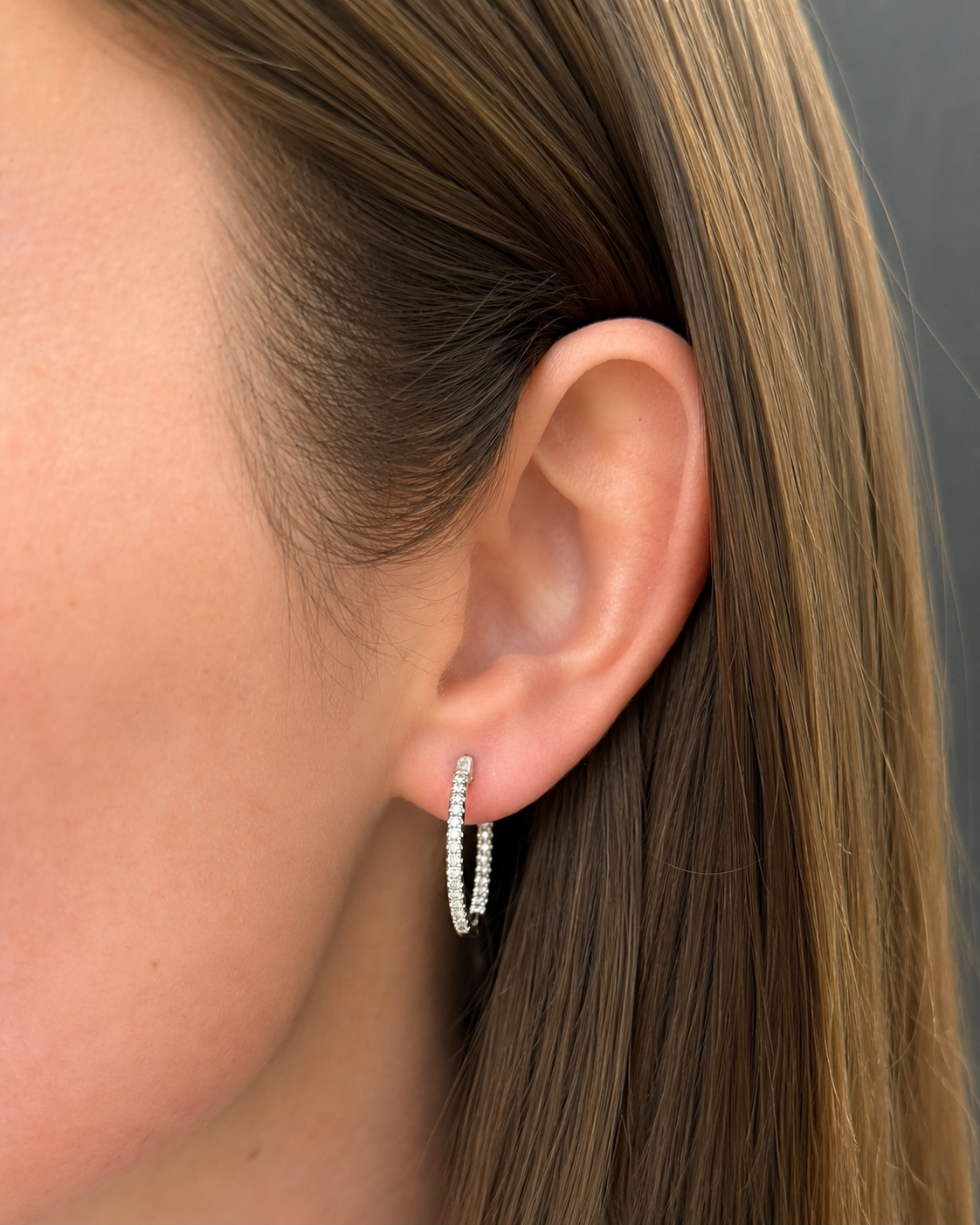 Brown &amp; Co. 18k White Gold Diamond Hoop Earrings