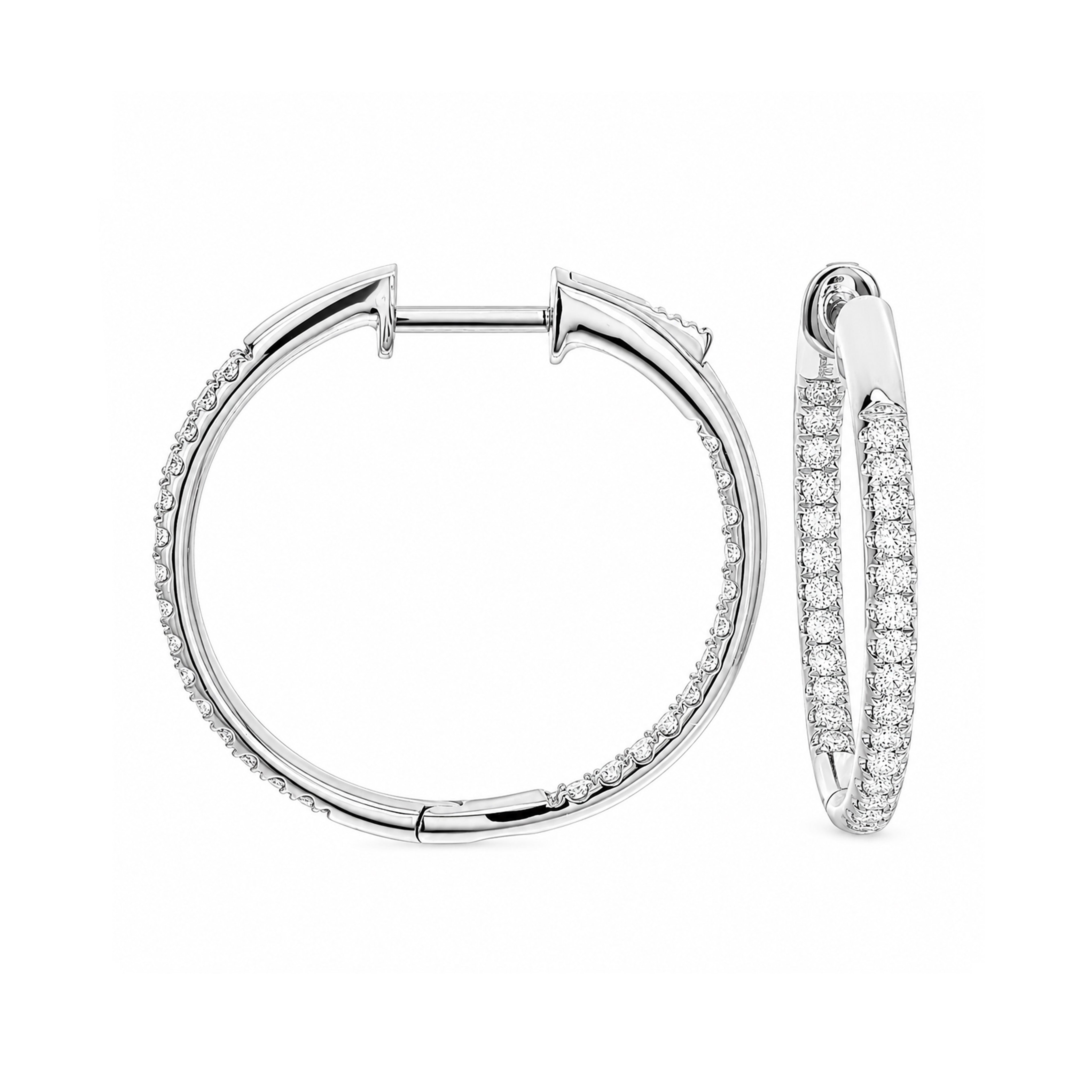 Brown &amp; Co. 18k White Gold Diamond Hoop Earrings