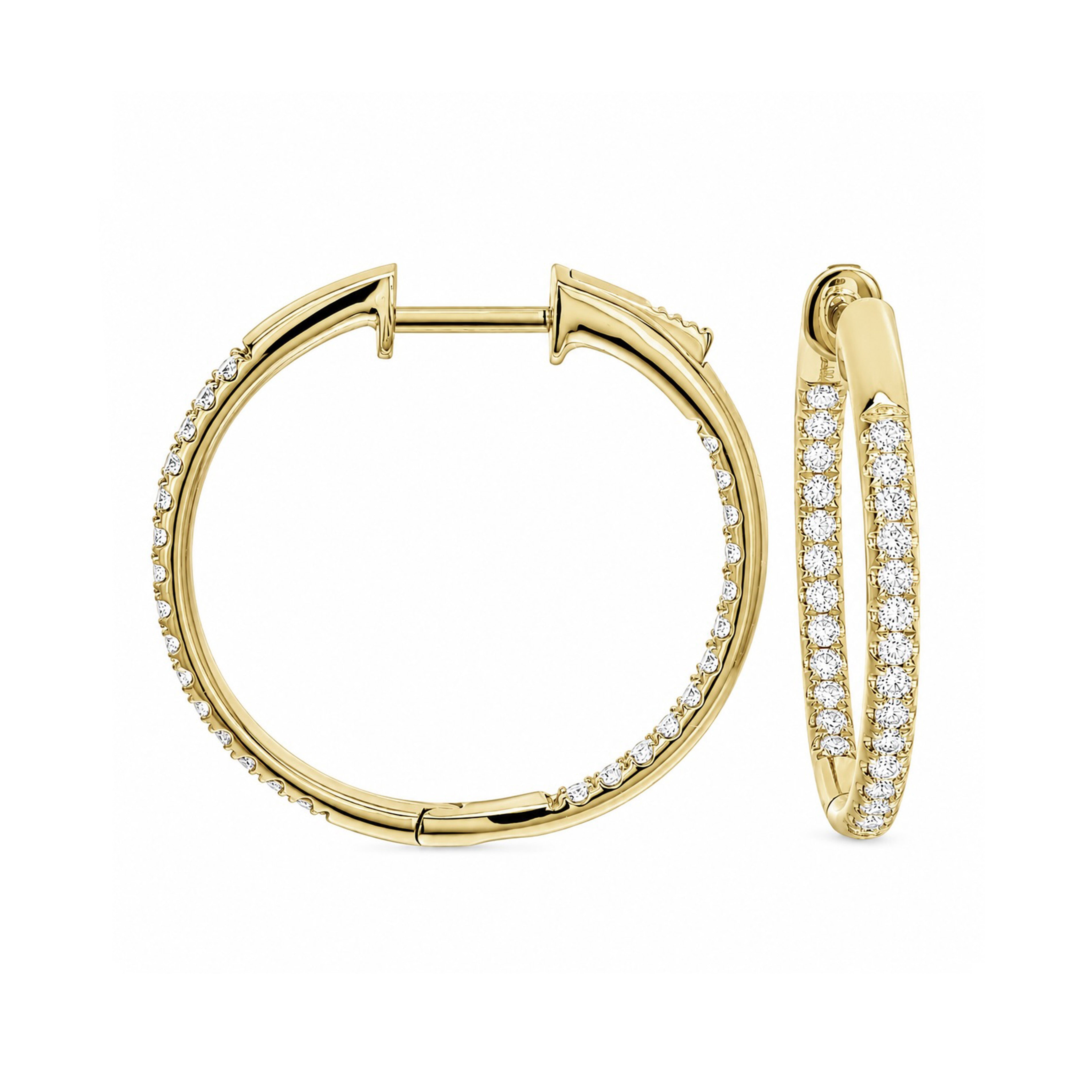 BROWN &amp; CO. 18K YELLOW GOLD 0.50ct DIAMOND HOOP EARRINGS