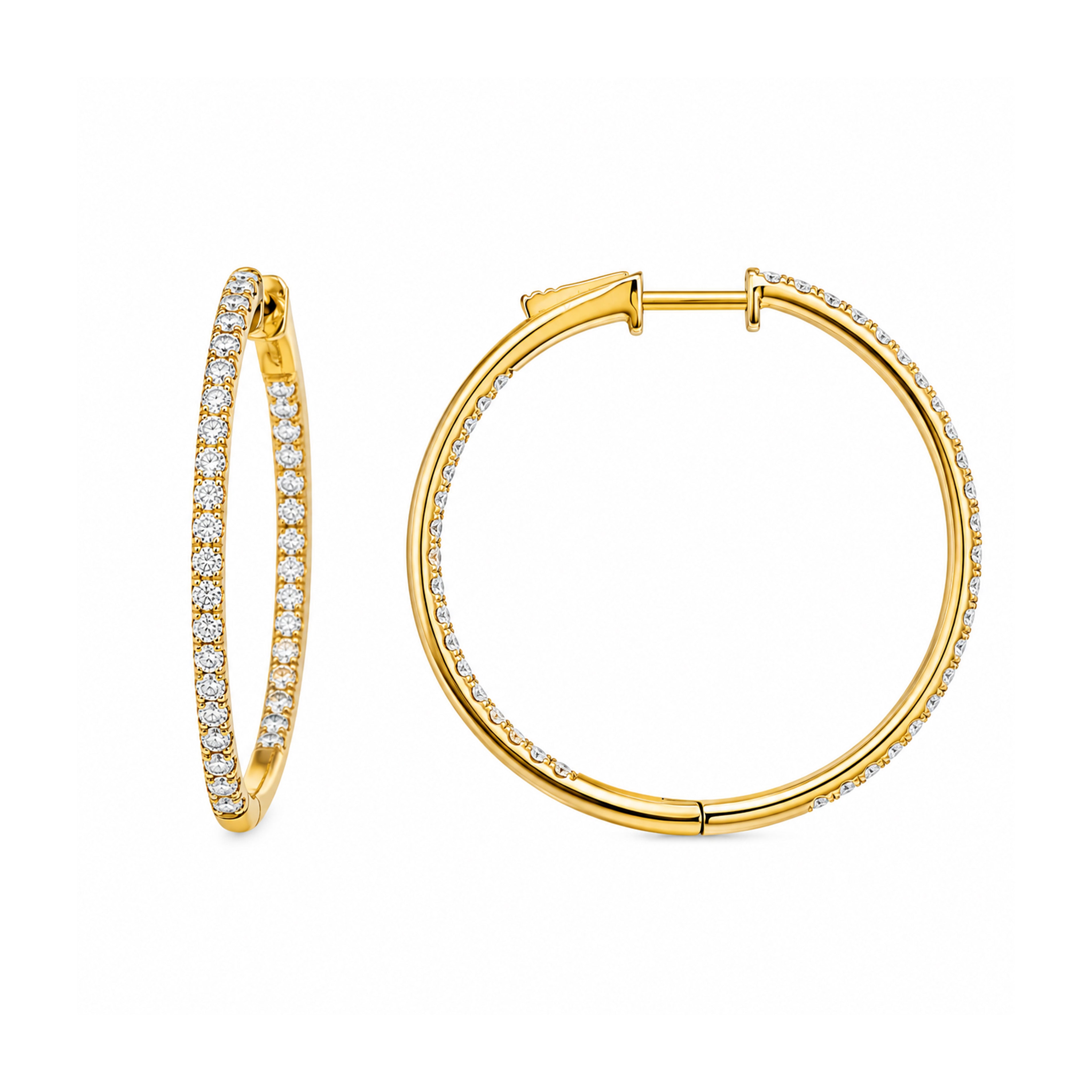 Brown &amp; Co. 18k Yellow Gold 1ct Diamond Hoop Earrings
