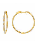 18k yellow gold diamond hoop earrings.