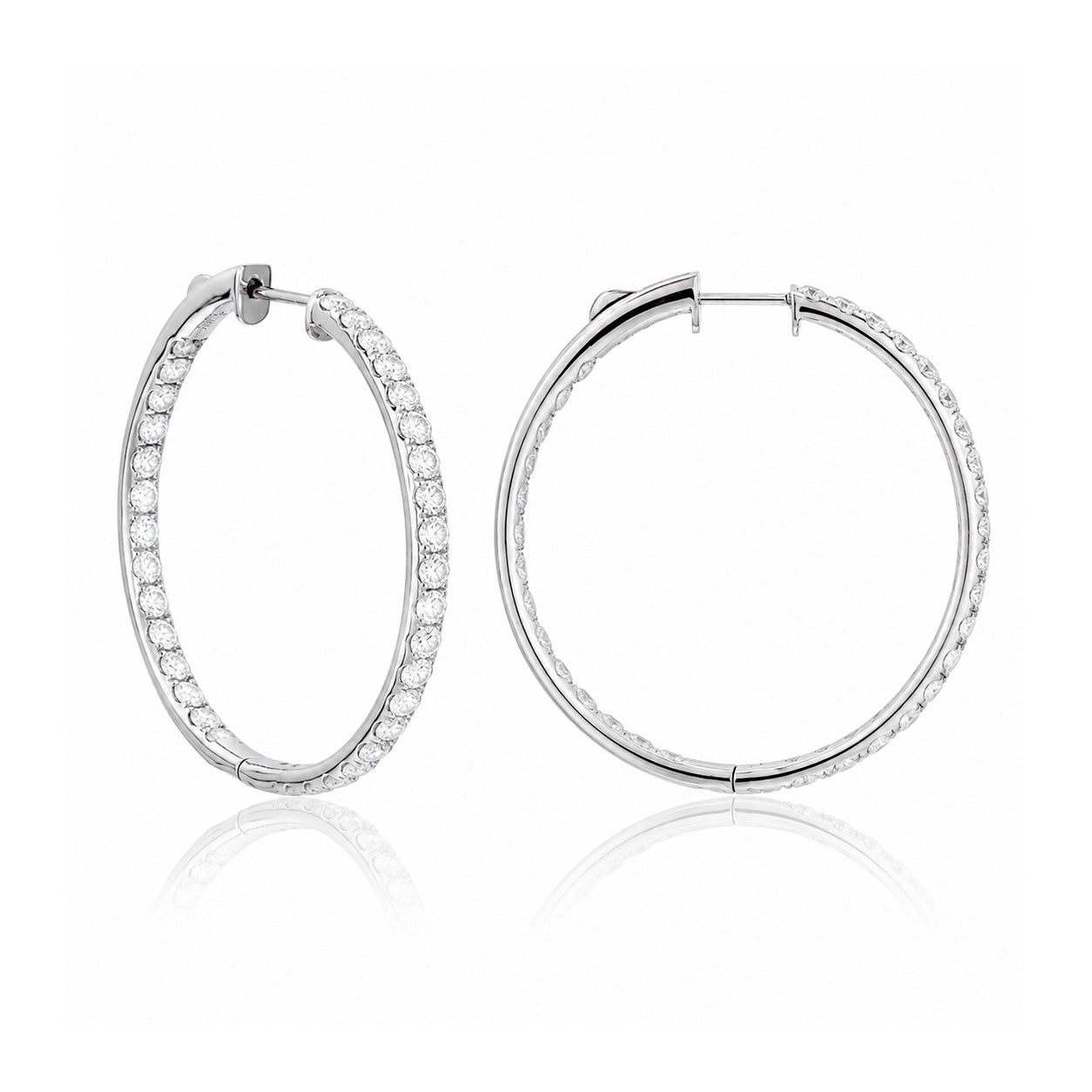 Brown &amp; Co. 18k White Gold 3.25ct Diamond Hoop Earrings