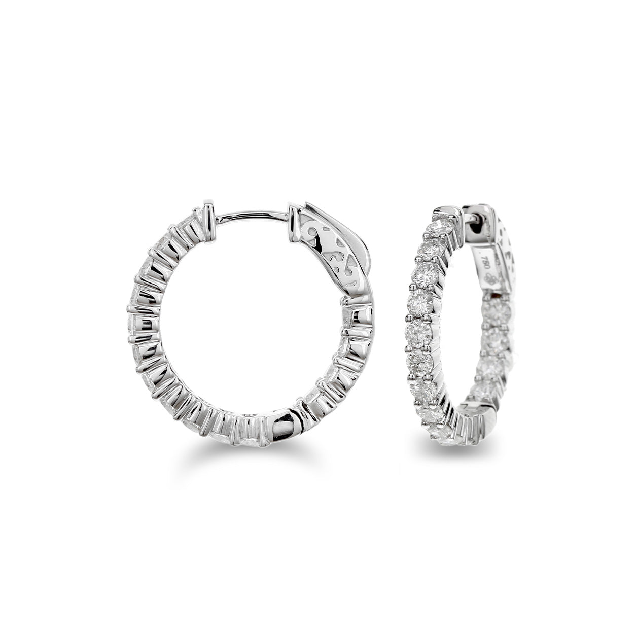 Brown &amp; Co. 18k White Gold 1.55ct Diamond Hoop Earrings