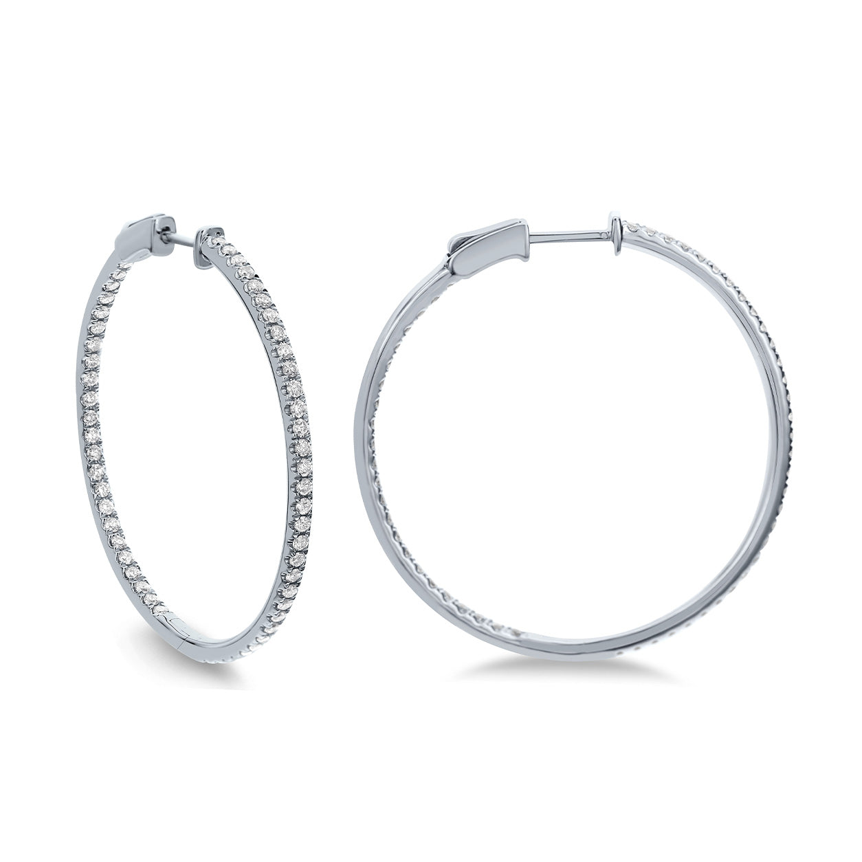 18k White Gold 1.19ctw Diamond Hoop Earrings