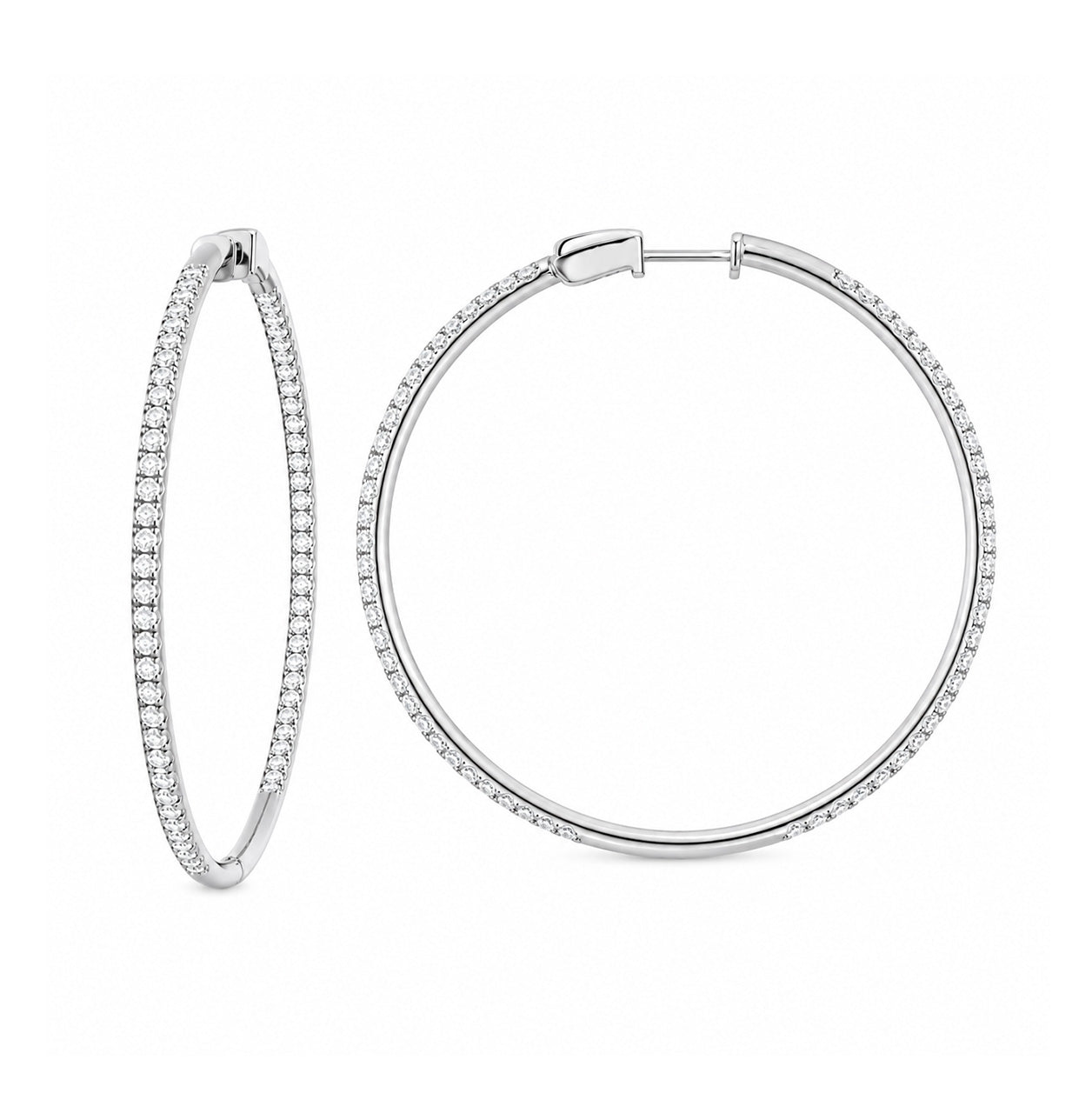 Brown &amp; Co. 18k White Gold 2ct Diamond Hoops
