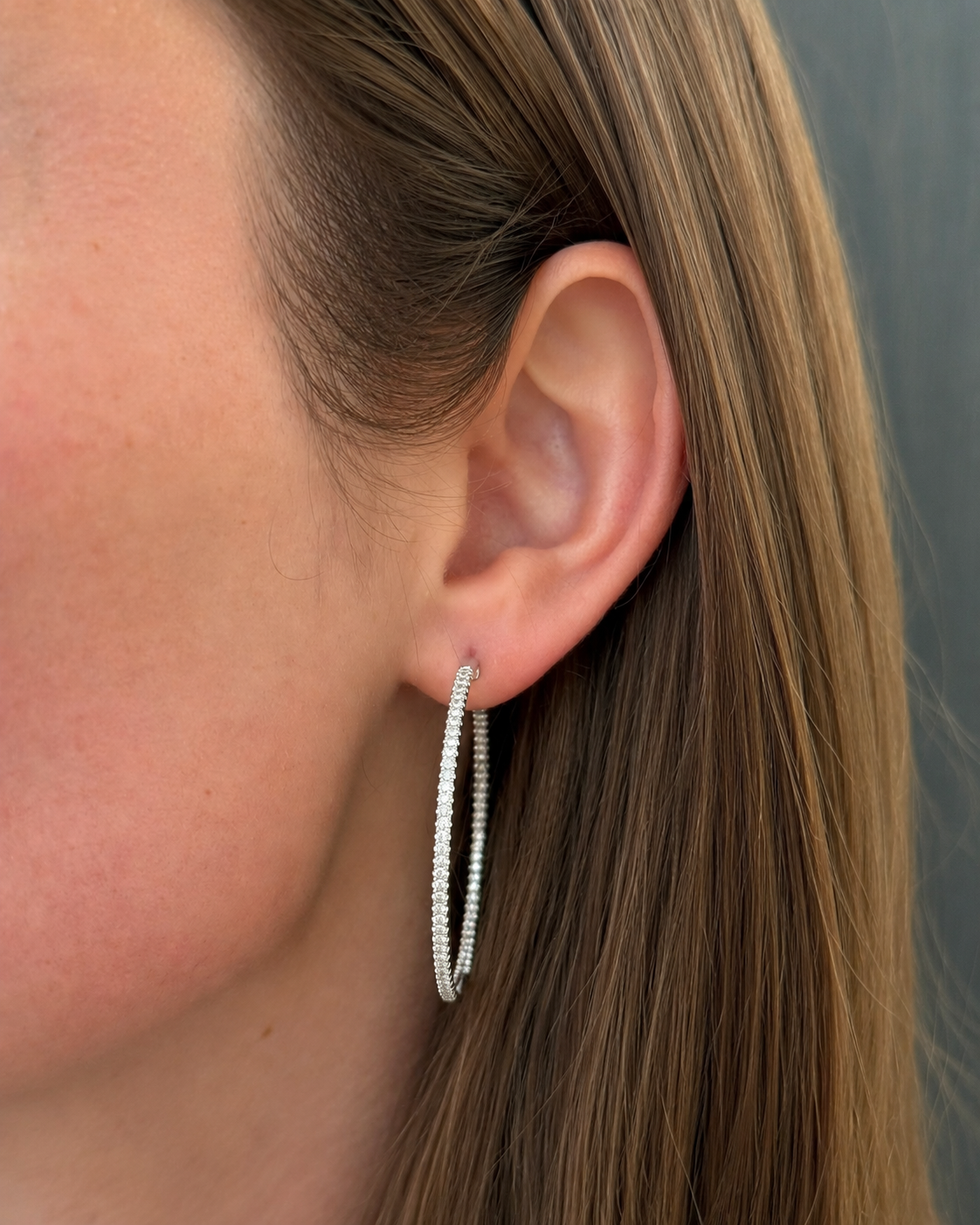 Brown &amp; Co. 18k White Gold 2ct Diamond Hoops