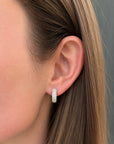 Brown & Co. 18k White Gold 2ct Pave Diamond Oval Hoop Earrings
