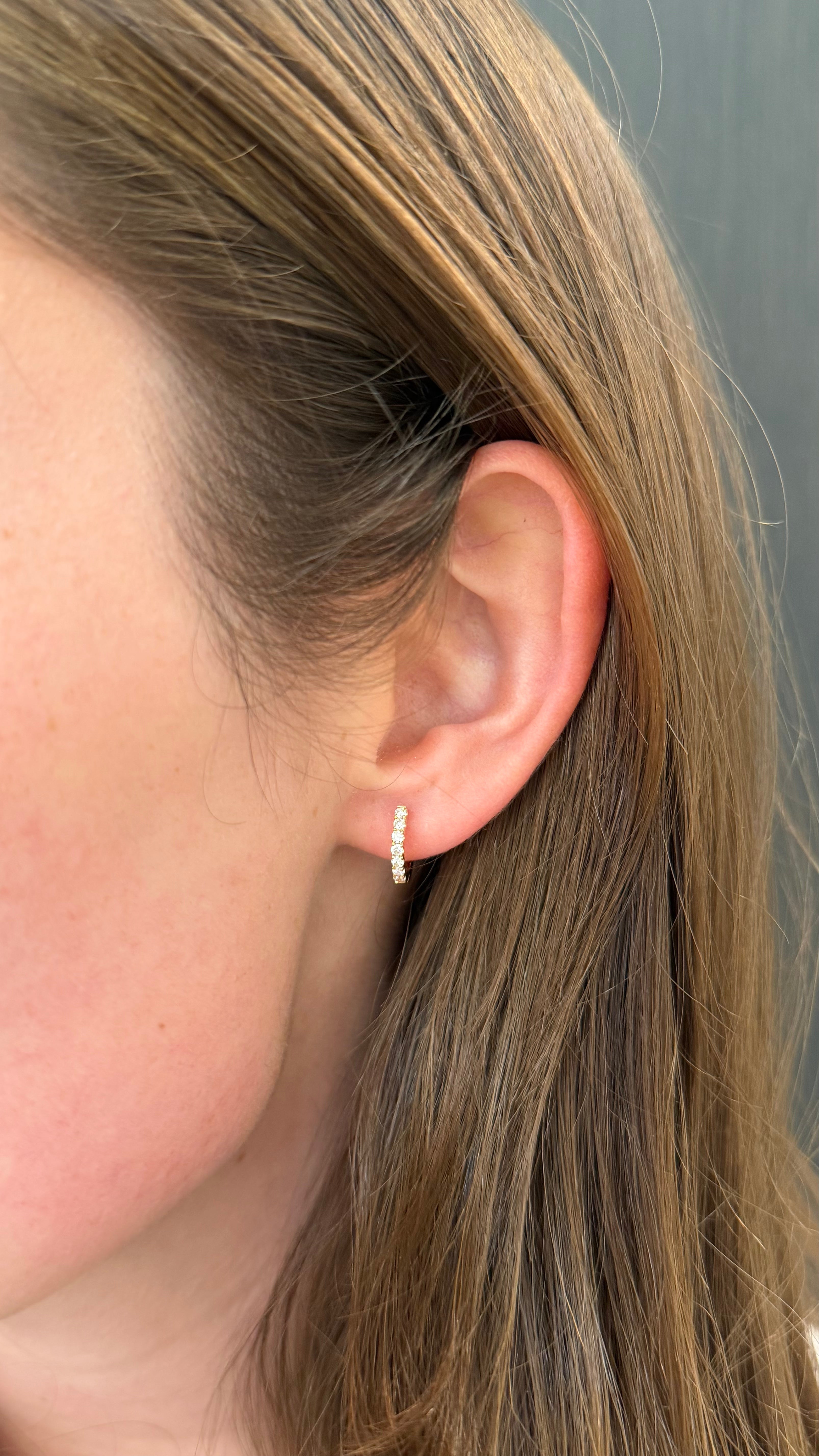 18k Yellow Gold 0.30ctw Diamond Hoop Earrings