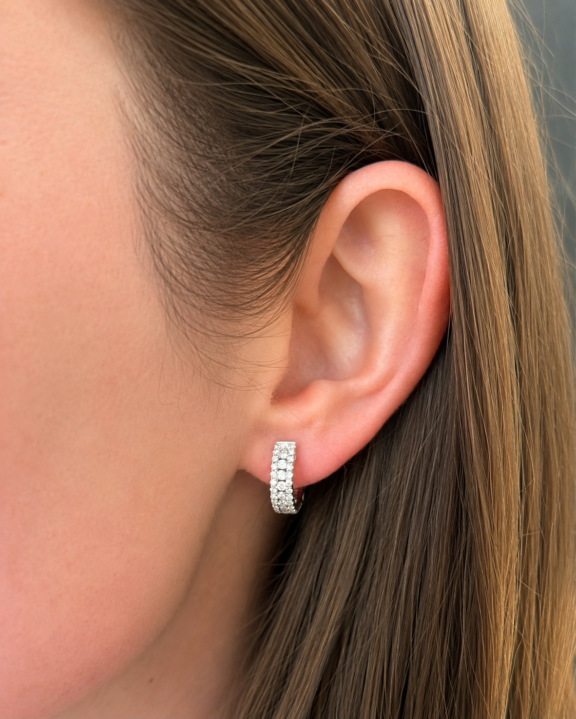 Brown &amp; Co. 18k White Gold Diamond Hoop Earrings