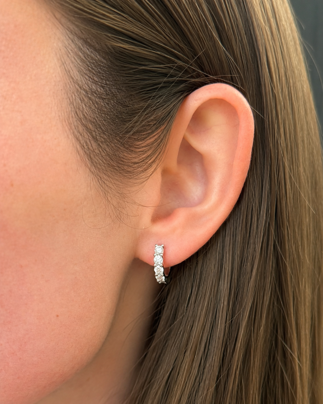 Brown &amp; Co. 18k White Gold 1.05ct Diamond Hoop Earrings