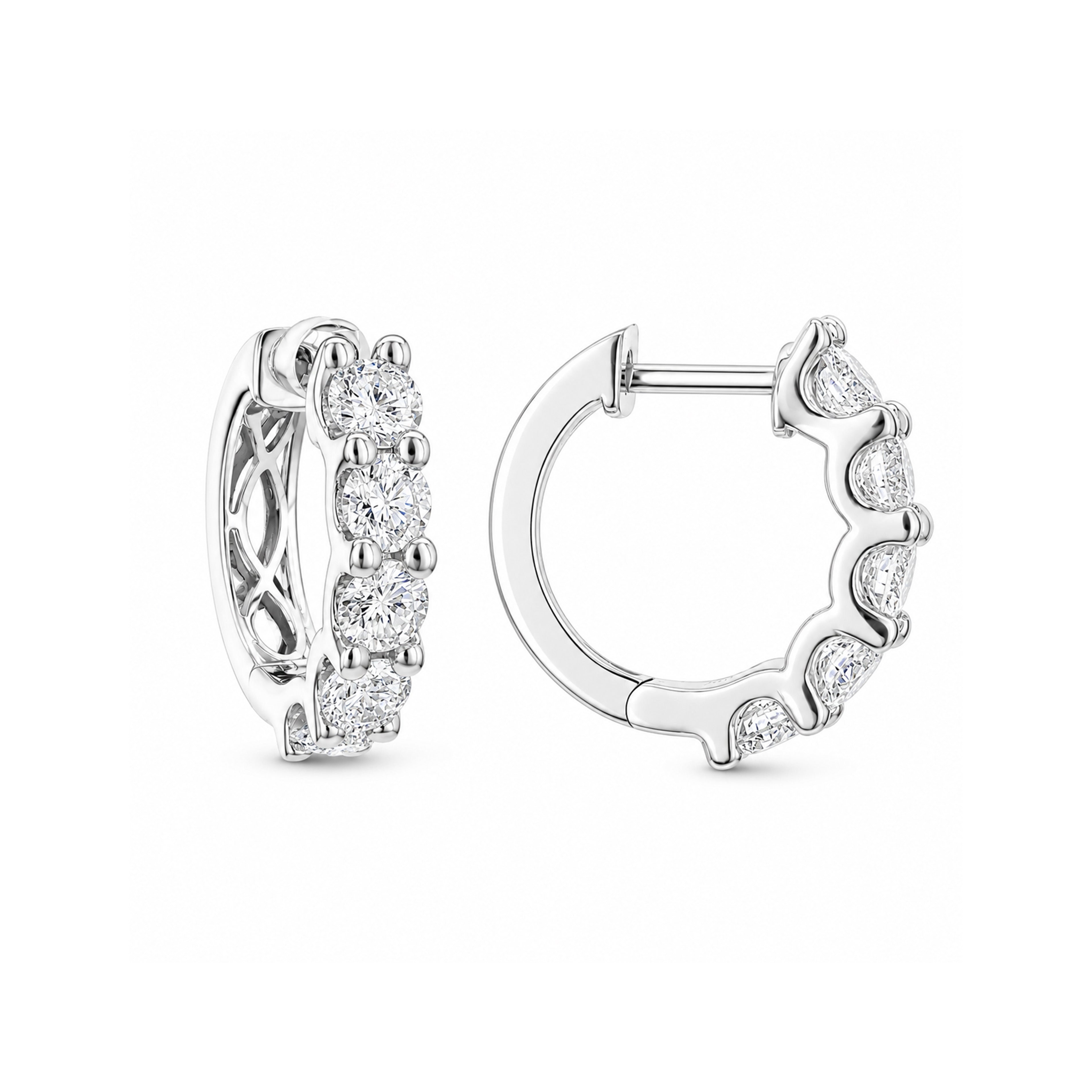Brown &amp; Co. 18k White Gold 1.05ct Diamond Hoop Earrings