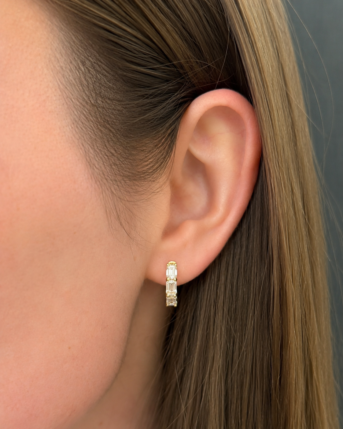 Brown &amp; Co. 18k Yellow Gold Emerald Cut Diamond Earrings
