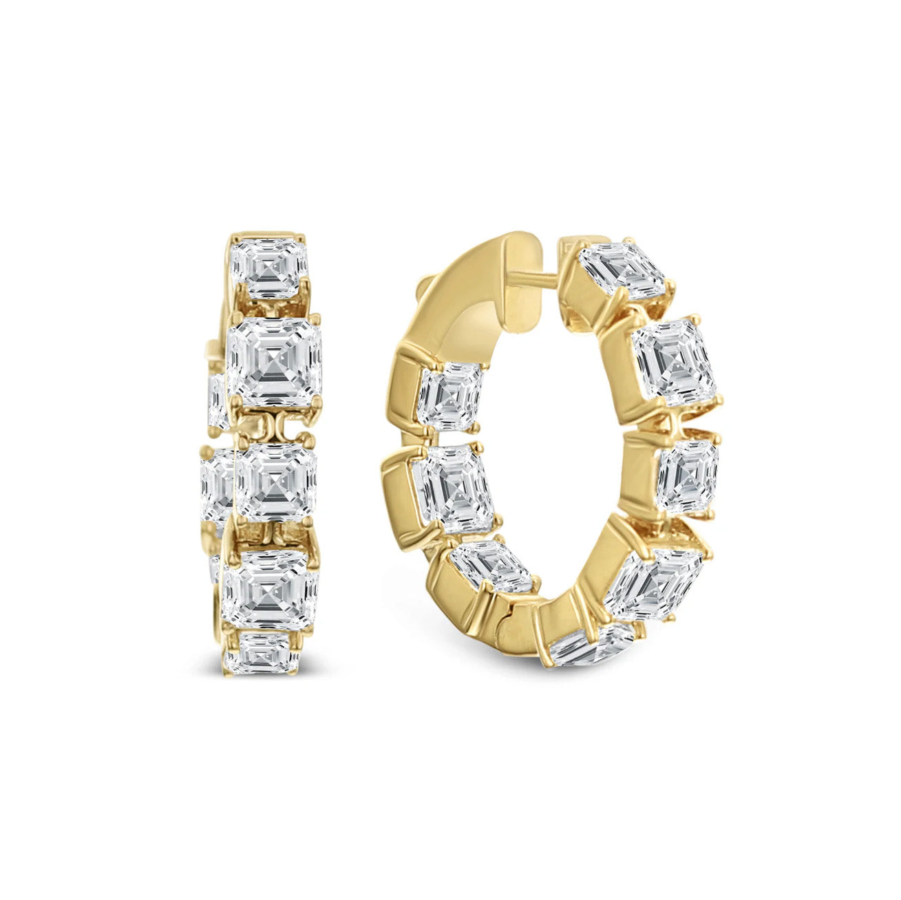 Brown &amp; Co. 18k White Gold Asscher Diamond Hoop Earrings