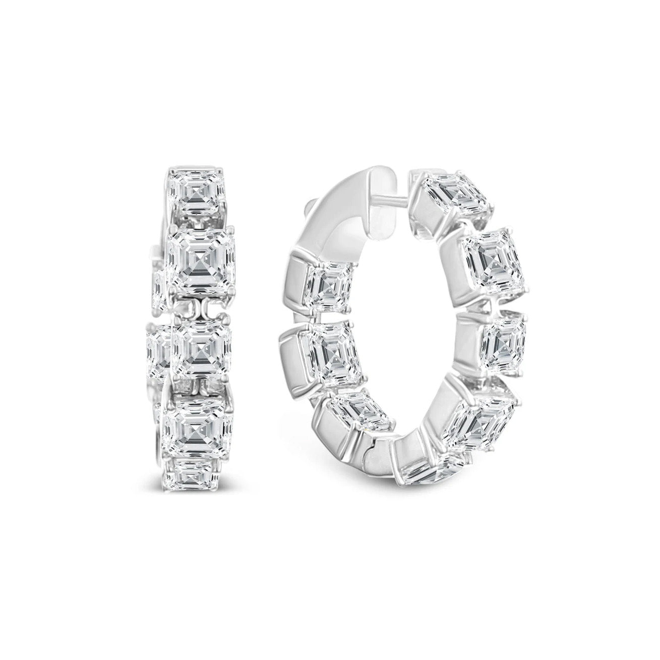 Brown &amp; Co. 18k Yellow Gold Asscher Diamond Hoop Earrings
