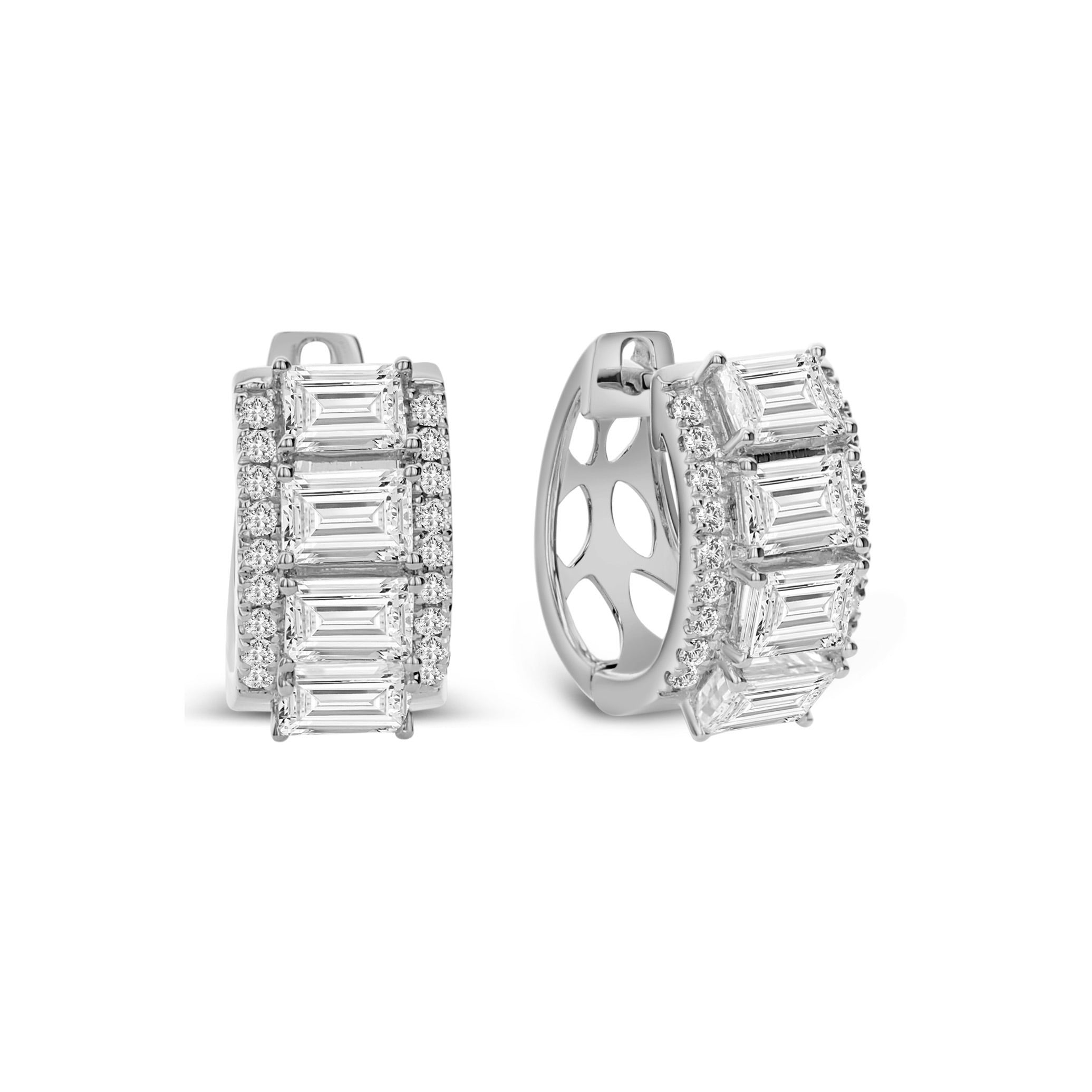 Brown &amp; Co. 18k White Gold Emerald Cut Diamond Earrings