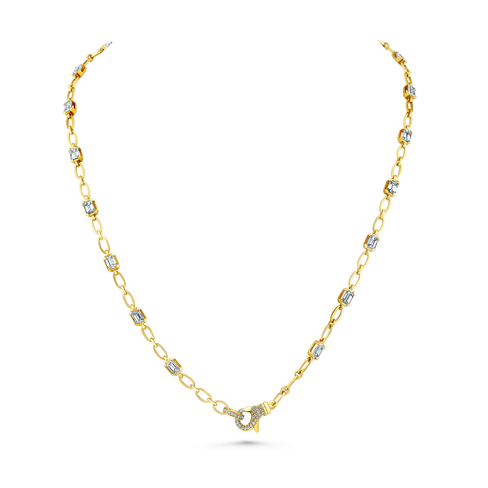 18k Yellow Gold Diamond Link Necklace