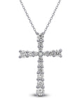 18k White Gold 0.76ctw Diamond Cross Necklace