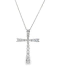 18k White Gold 1.49ctw Diamond Cross Necklace