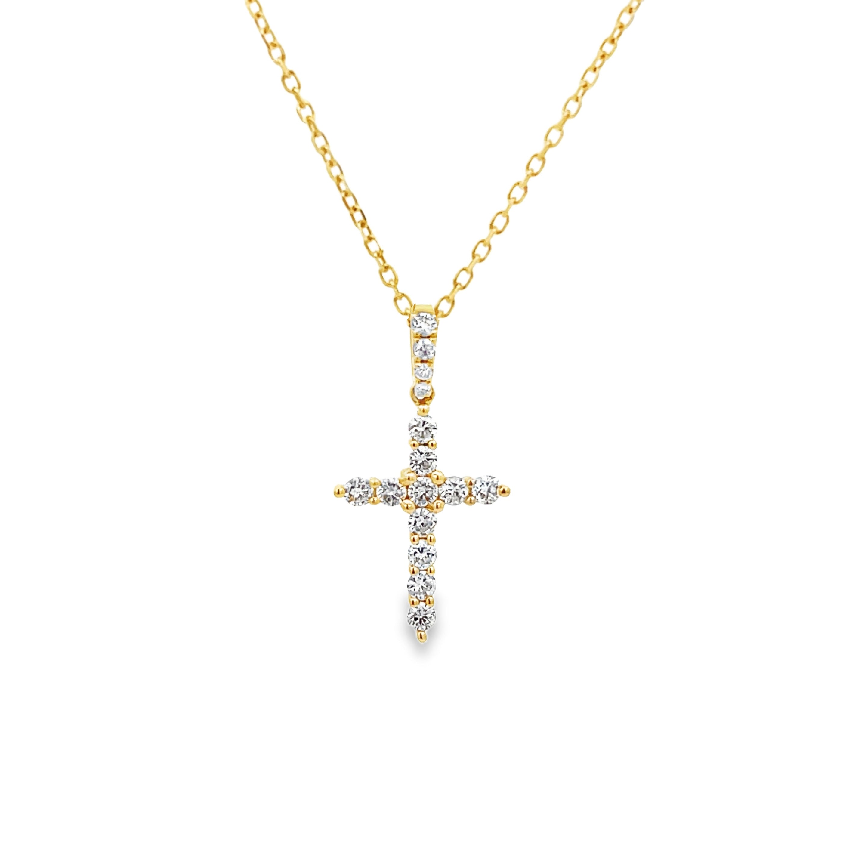 18k Yellow Gold 0.21ctw Diamond Cross Necklace – Brown & Company