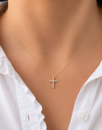 18k Yellow Gold 0.21ctw Diamond Cross Necklace