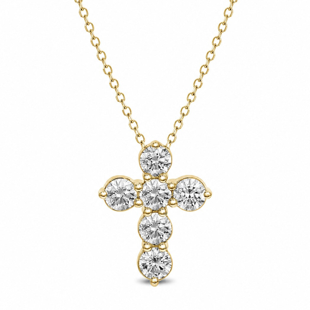 18K Yellow Gold Diamond Cross Pendant