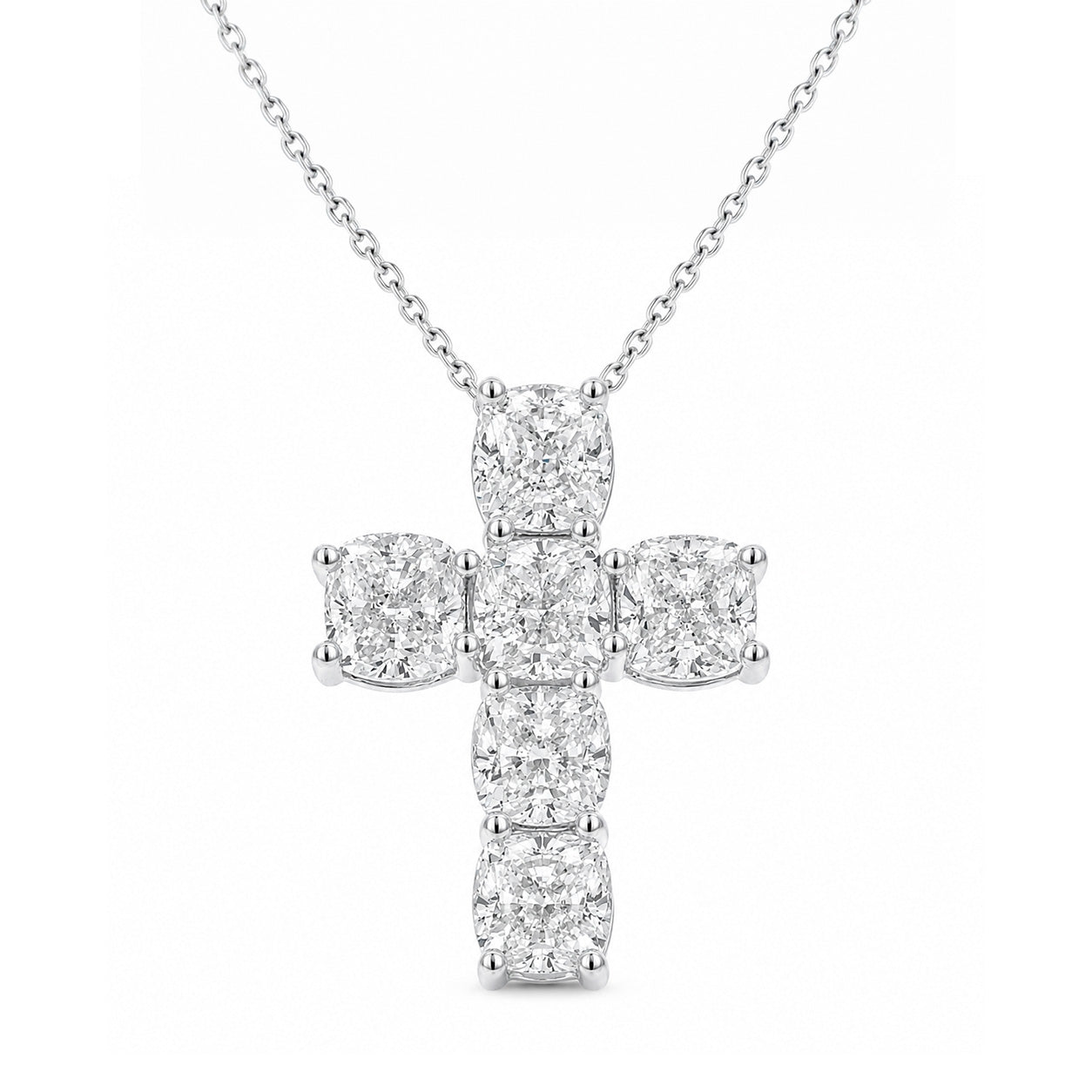 18k White Gold 3.06ctw Diamond Cross Necklace