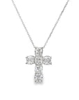 Brown & Co. 18k White Gold 3.06ct Cushion Diamond Cross Pendant Necklace