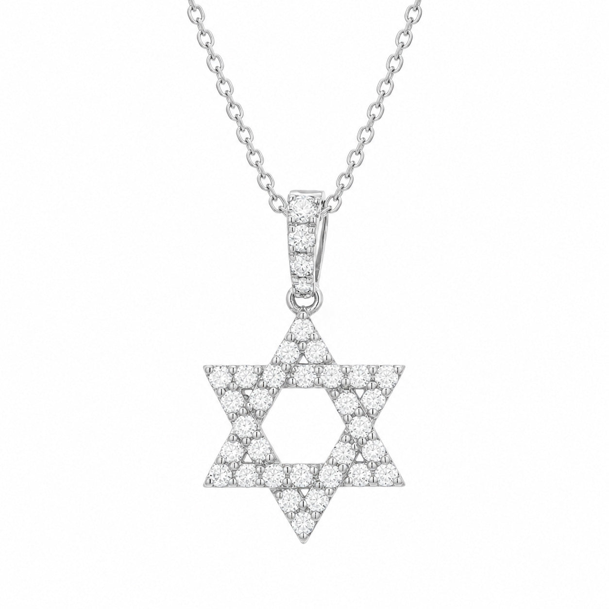Brown &amp; Co. 18k White Gold 0.20ct Diamond Star Of David Pendant Necklace