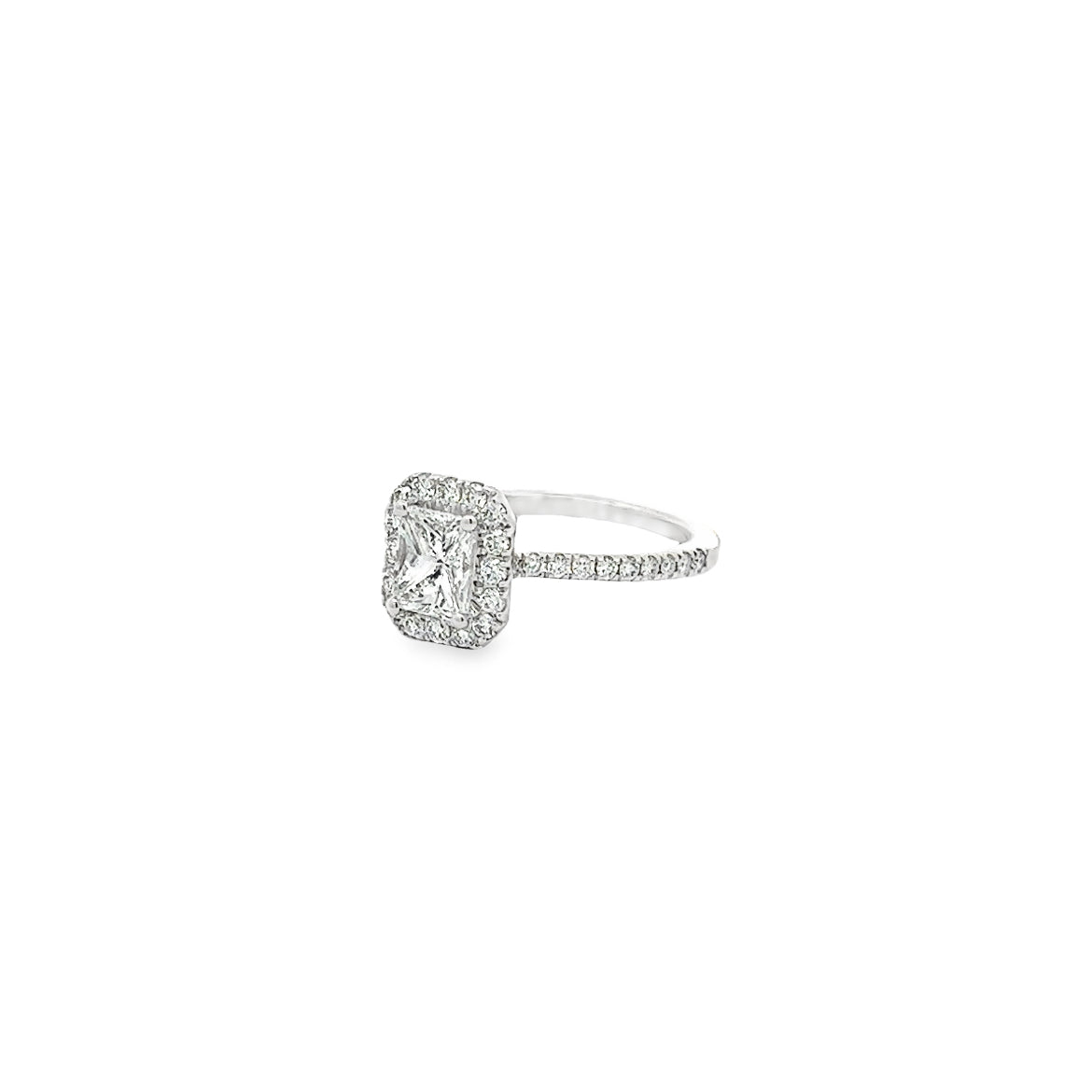 The Terry 18K White Gold Radiant Halo Engagement Ring