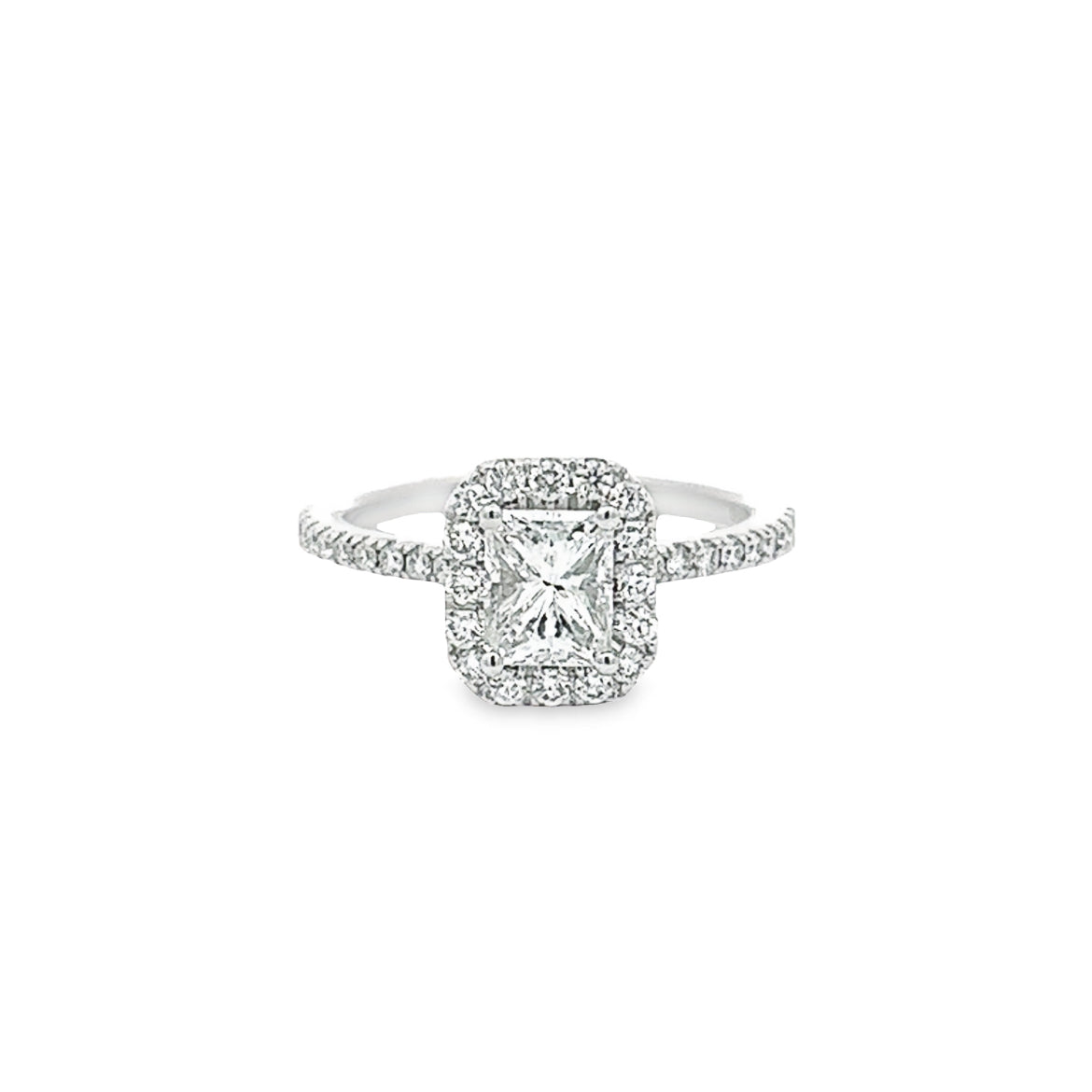 The Terry 18K White Gold Radiant Halo Engagement Ring