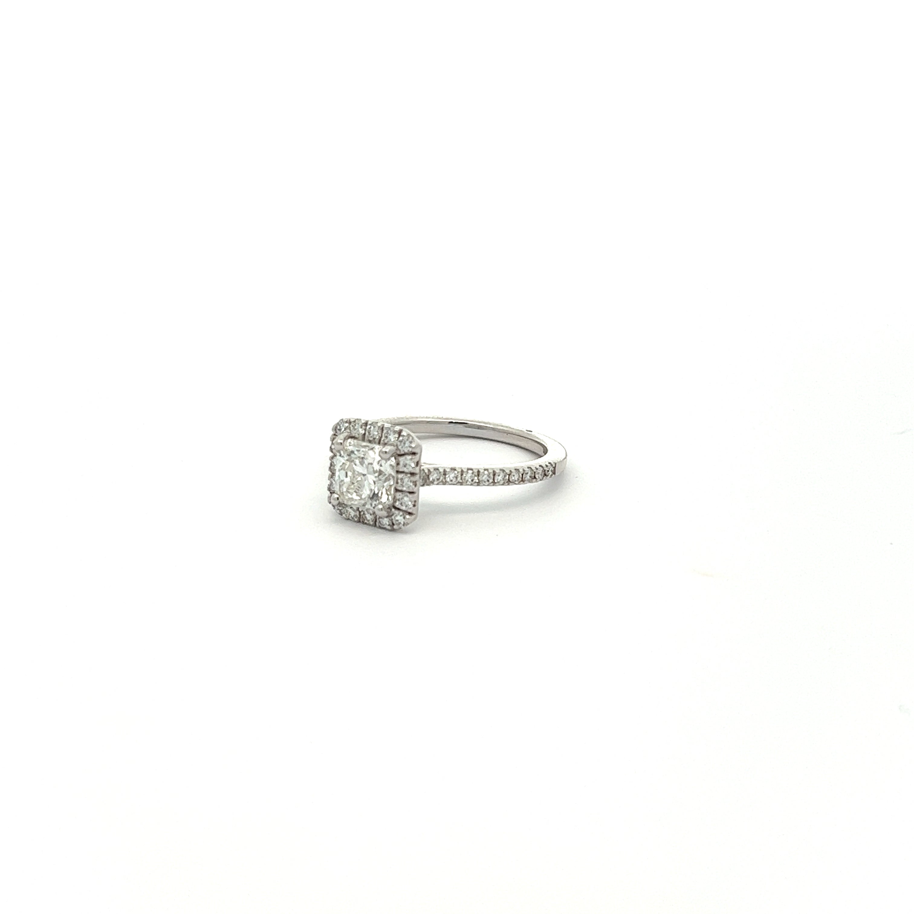 The Terry 18k White Gold Radiant Cut with Halo Diamond Engagement RIng