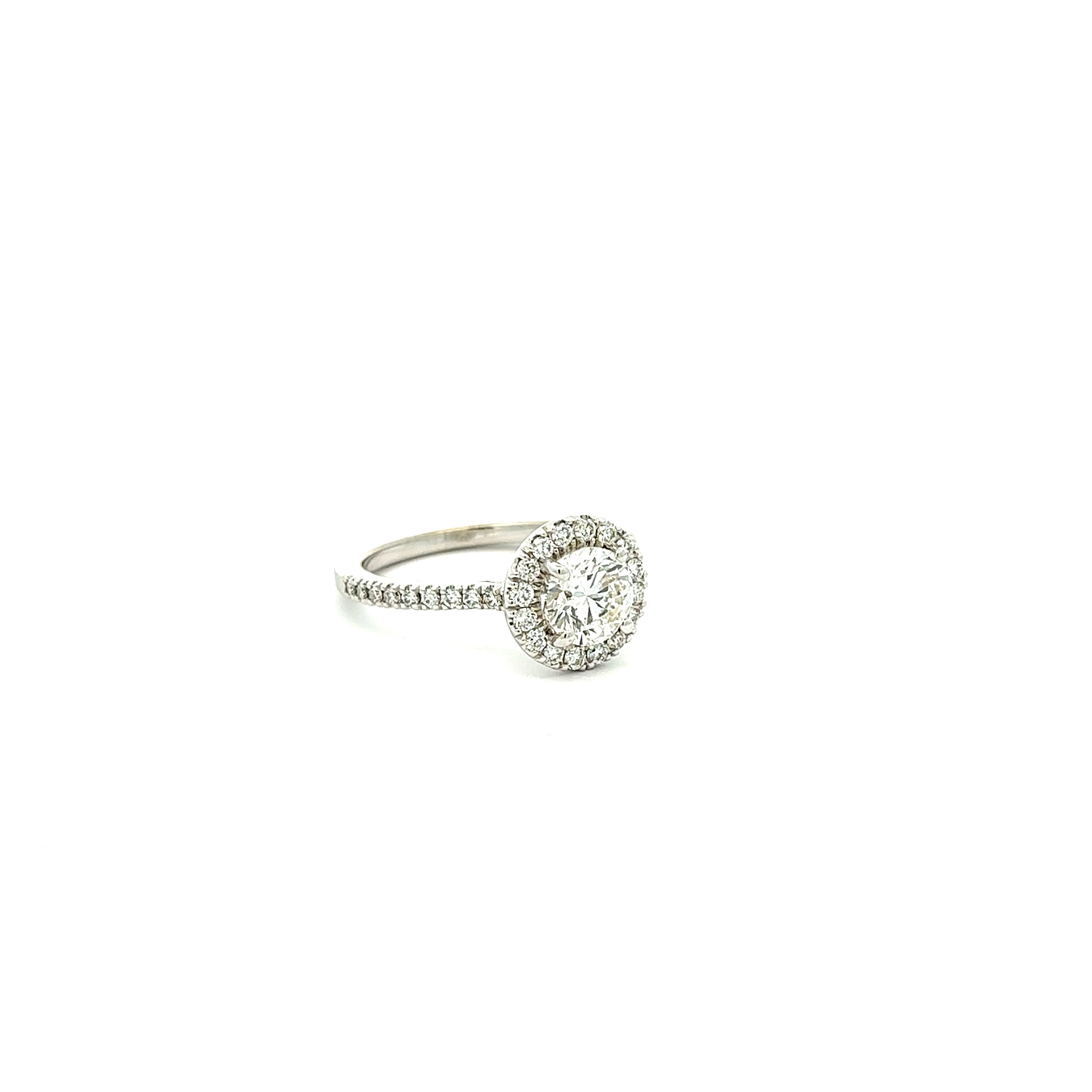 The Terry 18k White Gold Round Halo Diamond Engagement Ring