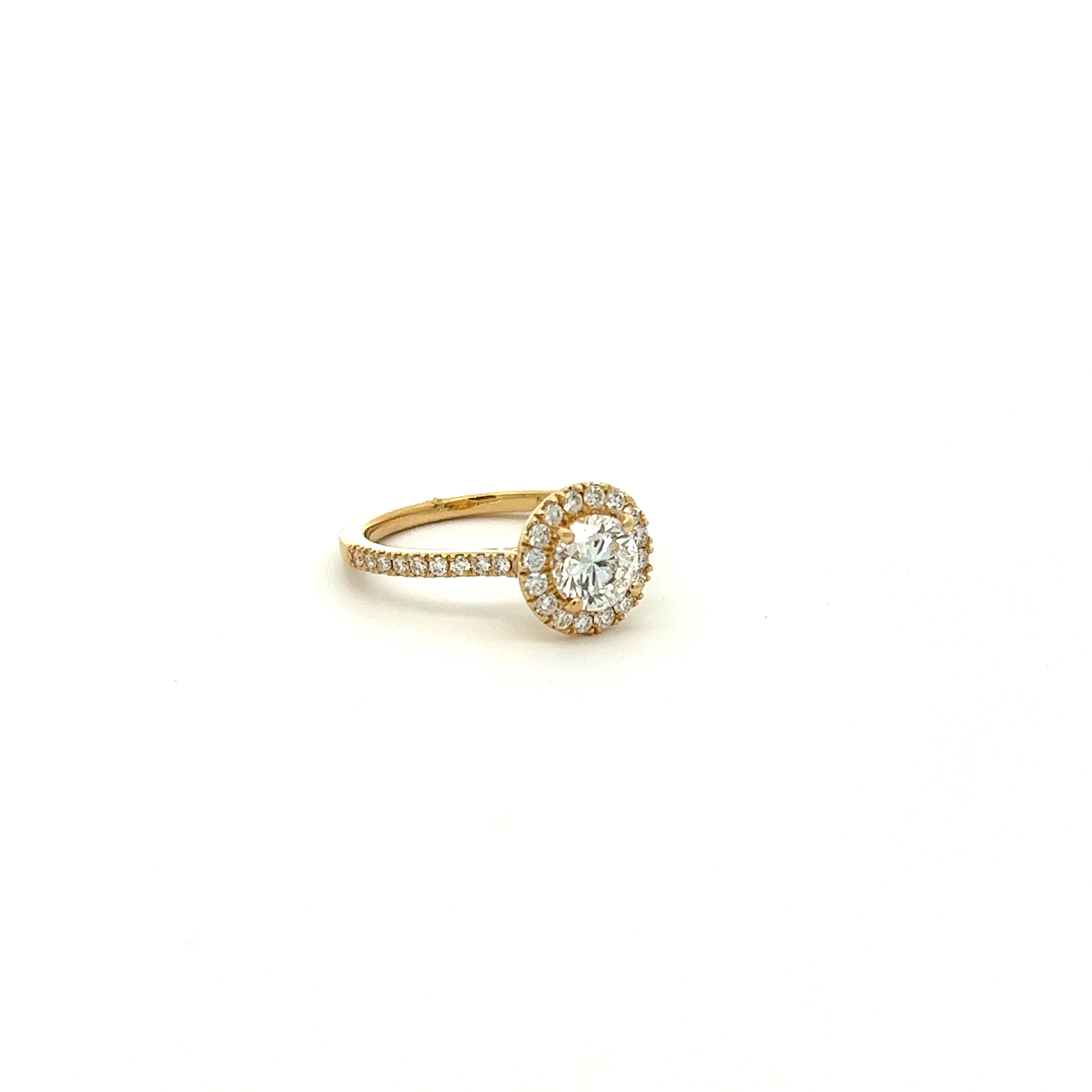 The Terry 18k Yellow Gold Round with Halo Diamond Engagement Ring