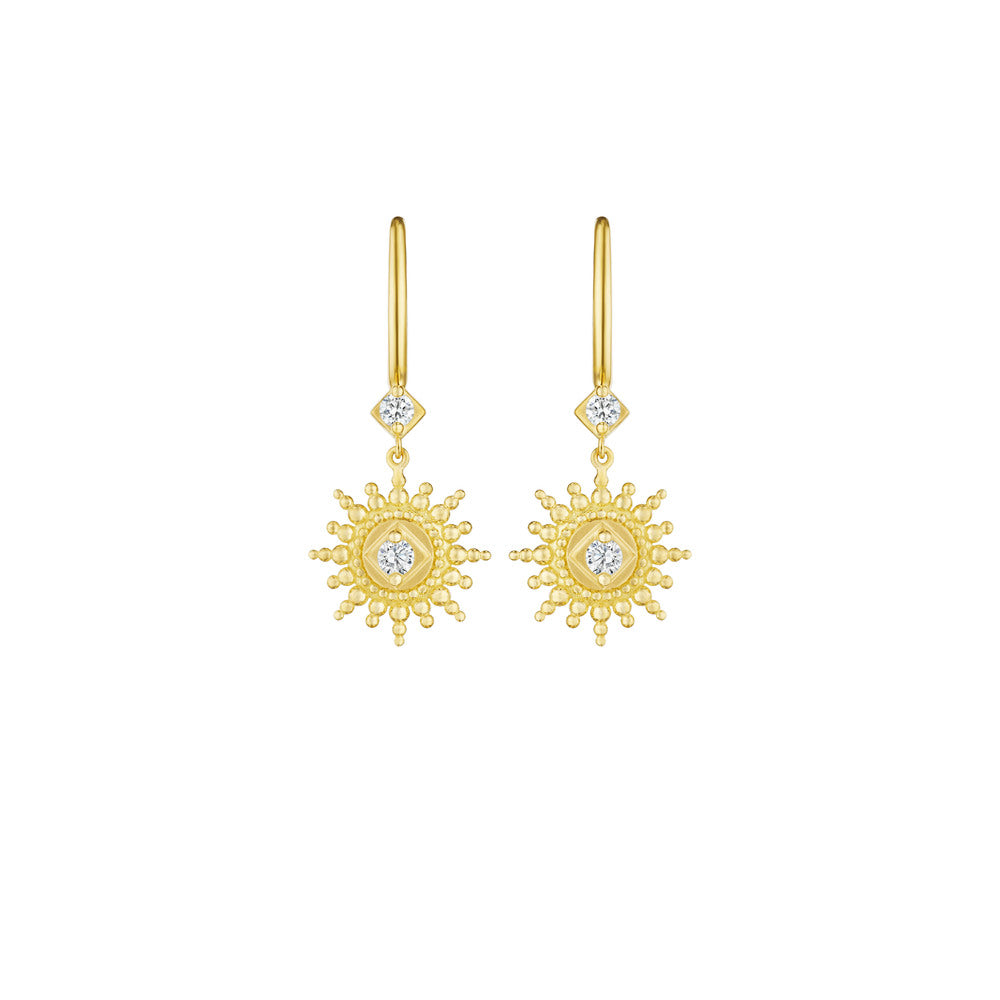 18k Yellow Gold Petite Penny Diamond Star Drop Earrings