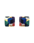 Estate 14k Yellow Gold Asch Grossbardt Mutli-Colored Stone Earrings