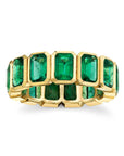 Norman Silverman 18k Yellow Gold Bezel Set Emerald Eternity Band